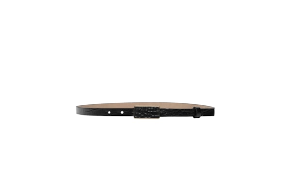 Cinto Feminino Fivela Quadrada Encapada Em Couro - Preto