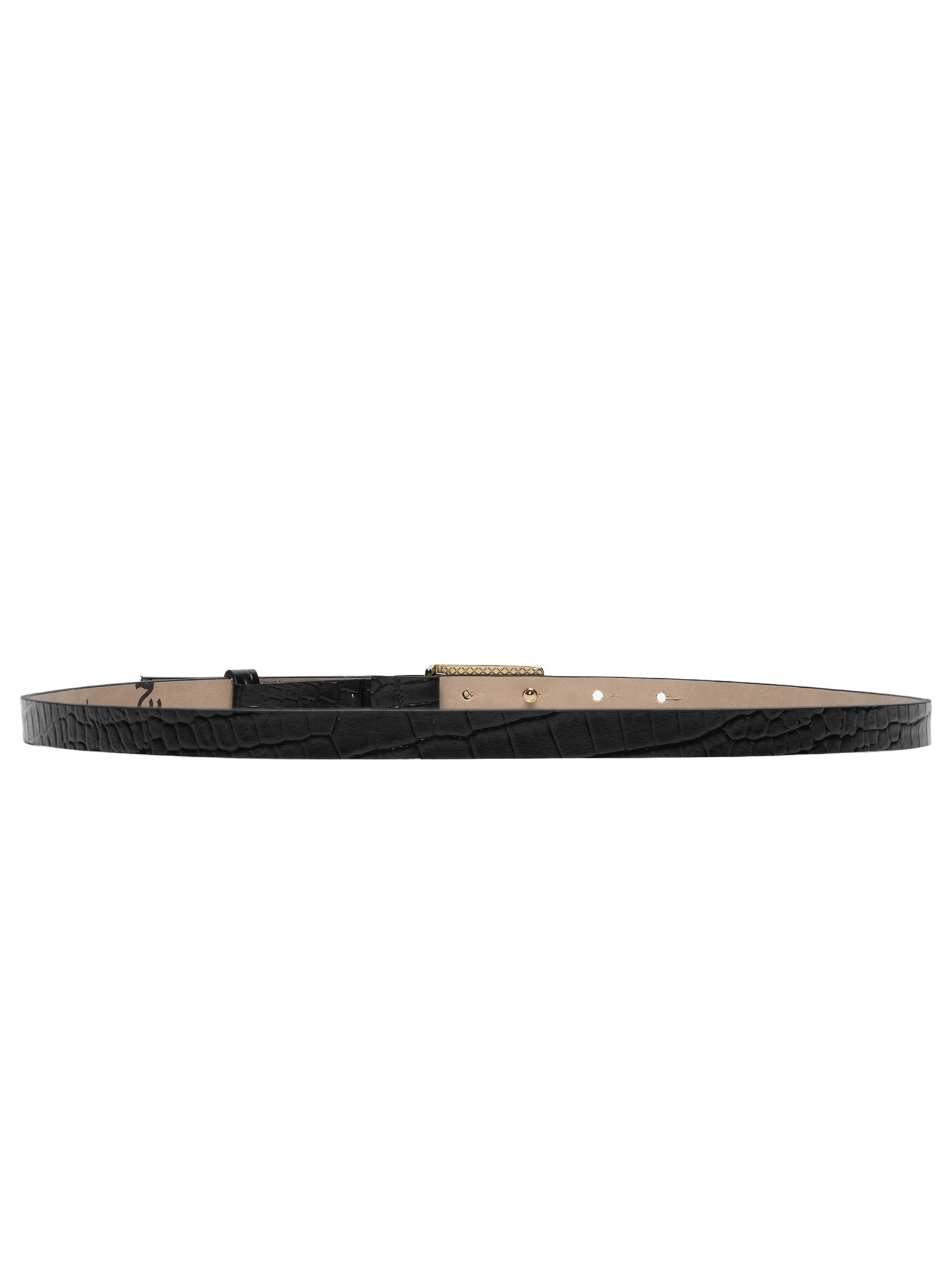 Cinto Feminino Fivela Quadrada Encapada Em Couro Preto '2Essential