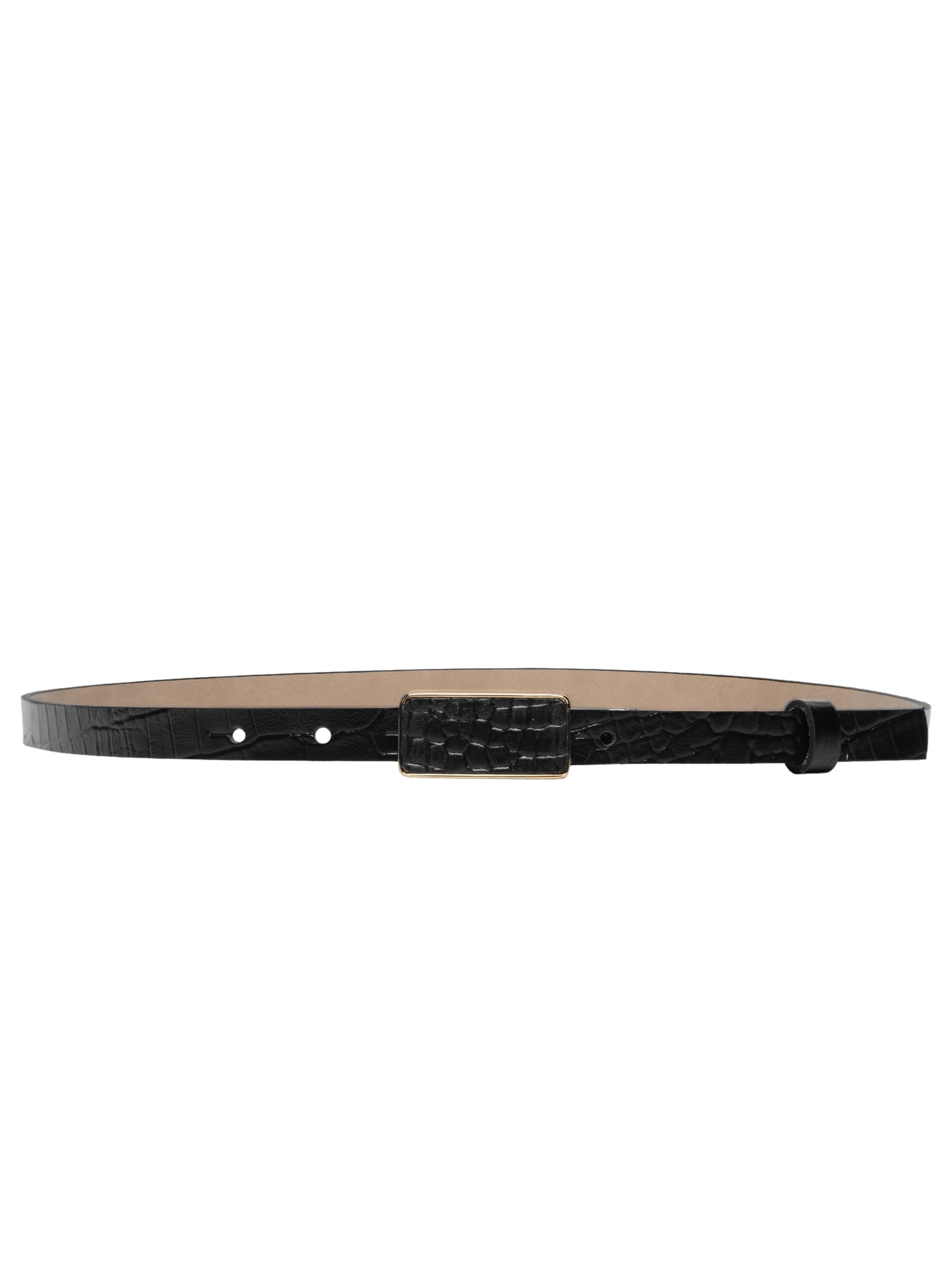 Cinto Feminino Fivela Quadrada Encapada Em Couro Preto '2Essential