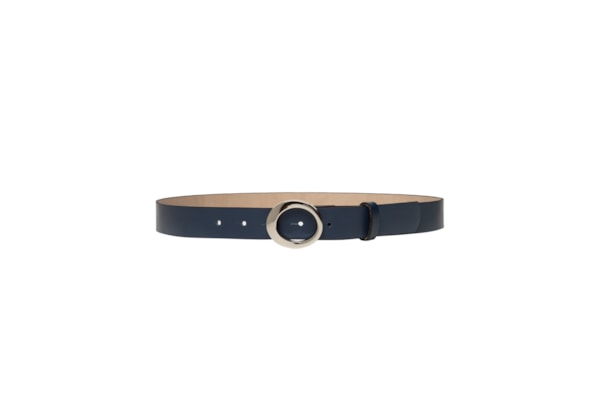 Cinto Feminino Fivela Redonda Em Couro - Azul