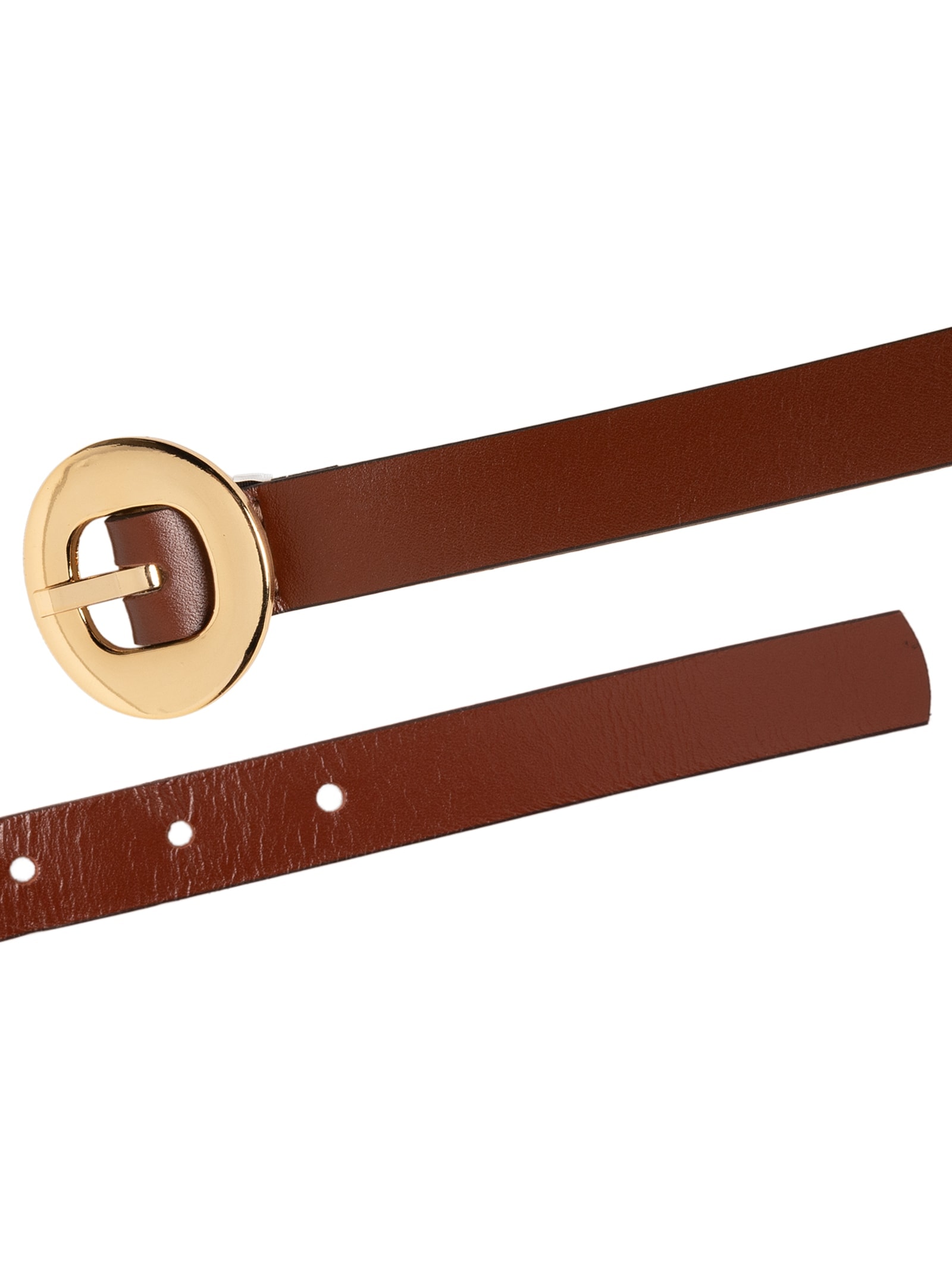 Cinto Feminino Fivela Redonda Em Couro Marrom '2Essential