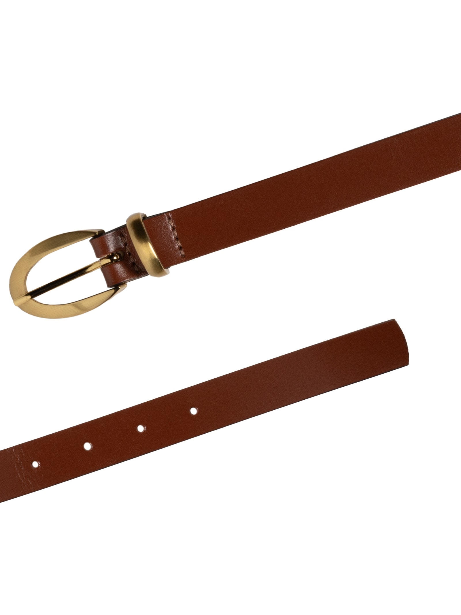 Cinto Feminino Fivela Redonda Em Couro Marrom Basiq