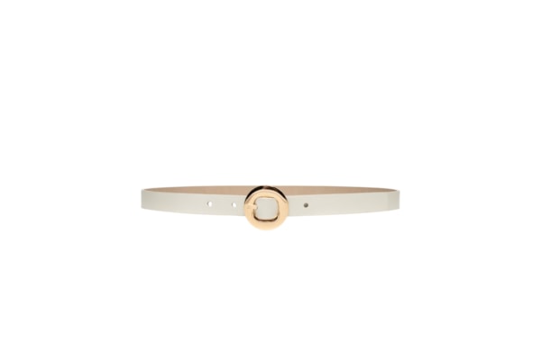 Cinto Feminino Fivela Redonda Em Couro - Off White