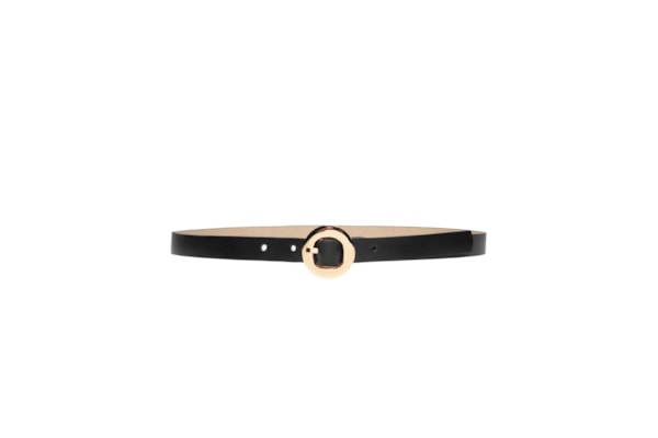 Cinto Feminino Fivela Redonda Em Couro - Preto