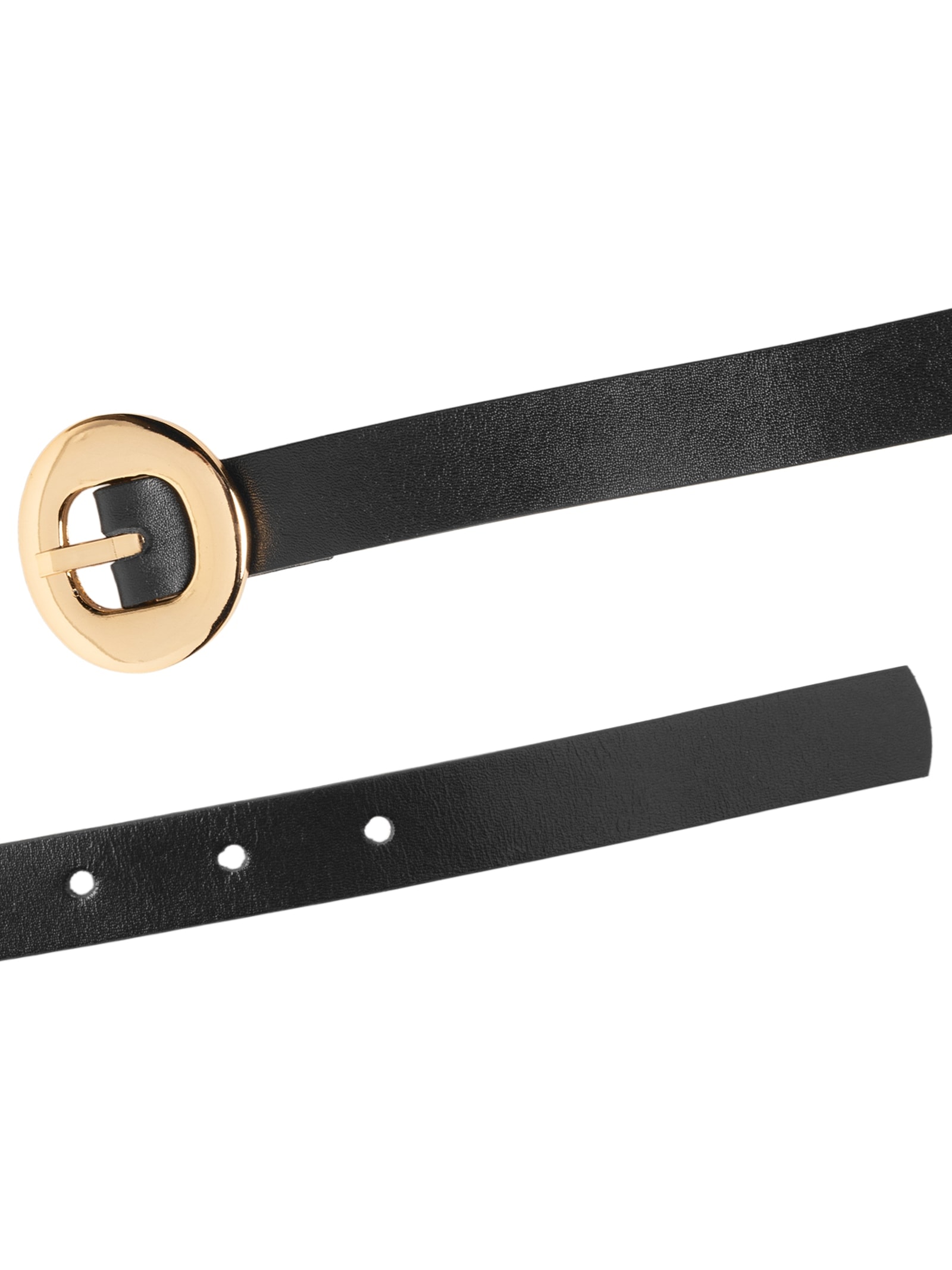 Cinto Feminino Fivela Redonda Em Couro Preto '2Essential