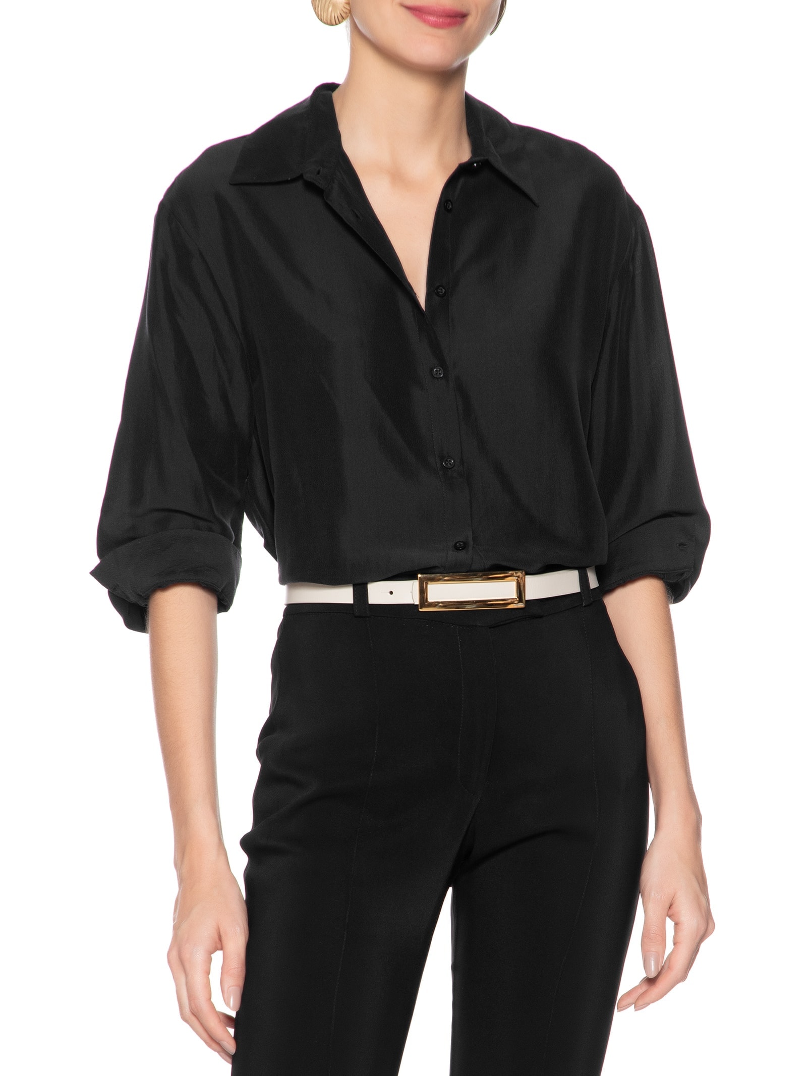 Cinto Feminino Fivela Retangular Em Couro Off White '2Essential