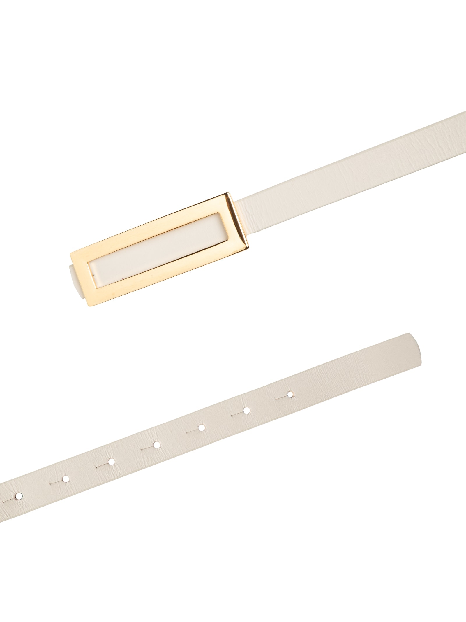 Cinto Feminino Fivela Retangular Em Couro Off White '2Essential