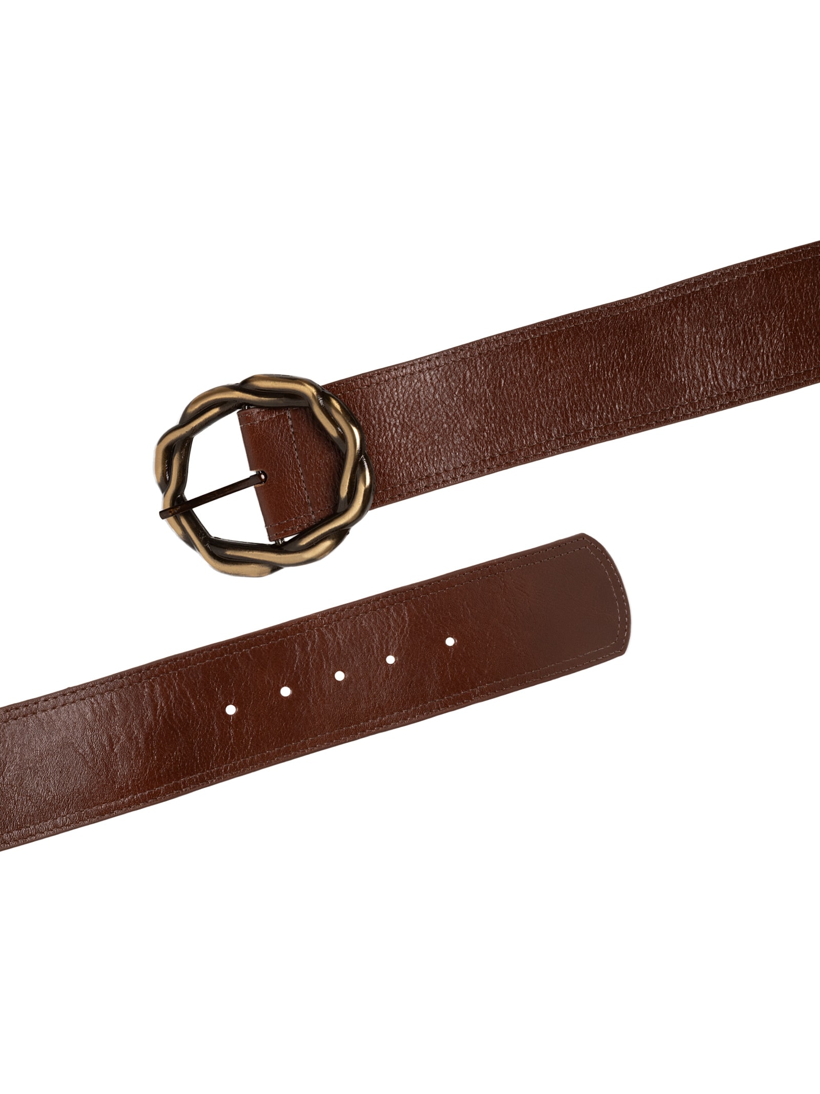 Cinto Feminino Largo De Couro Marrom Basiq