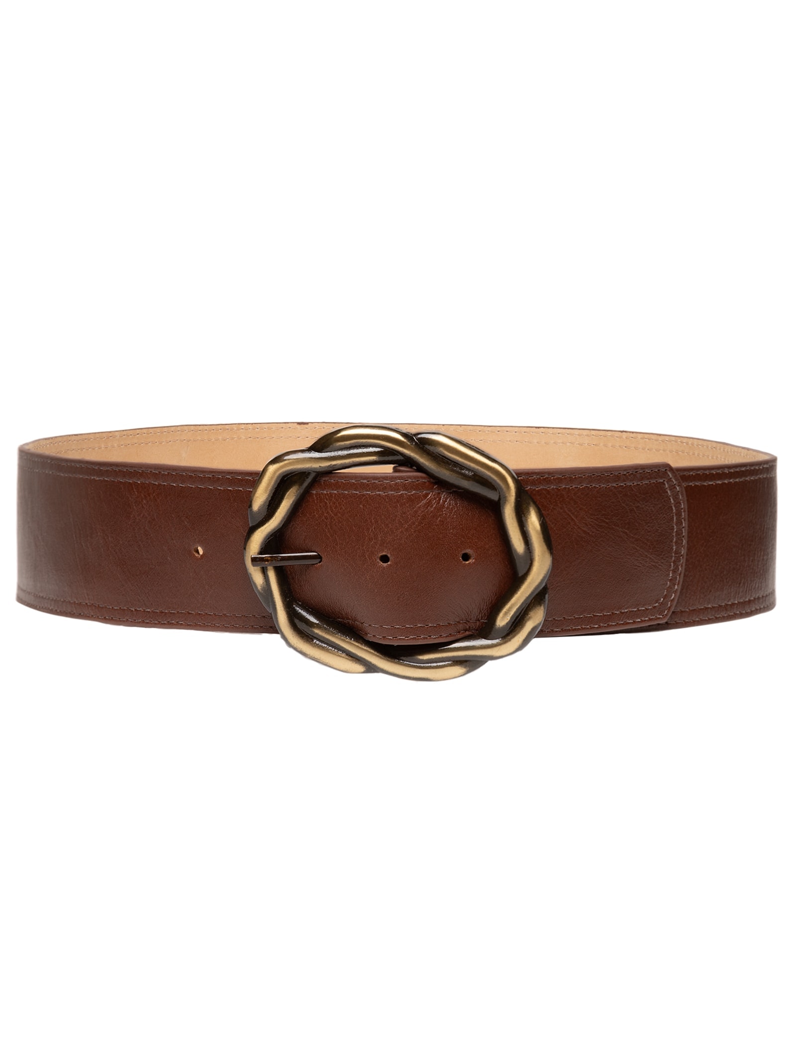 Cinto Feminino Largo De Couro Marrom Basiq