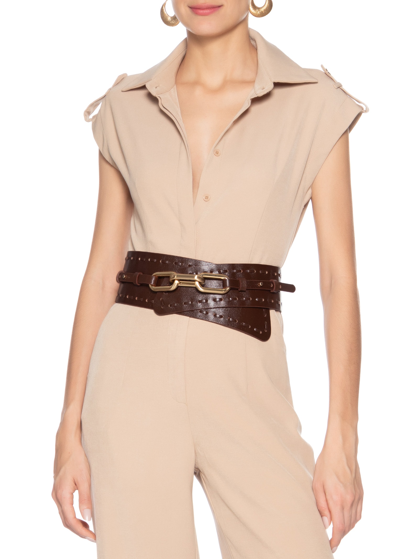 Cinto Feminino Mavie Couro Marrom Vicenza