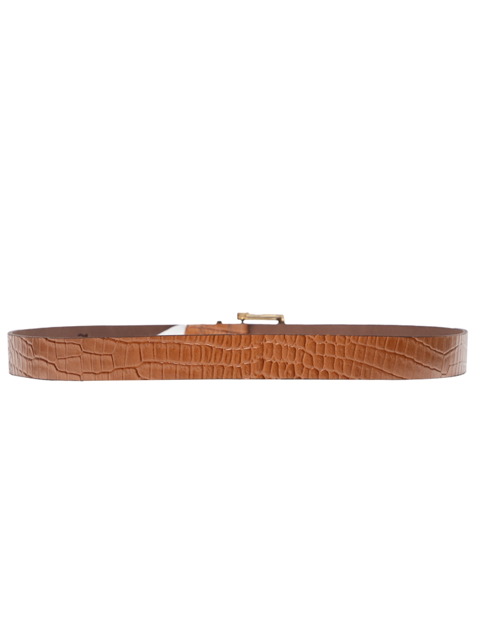 Cinto Feminino Médio Em Couro Fivela Dourada Quadrada Marrom '2Essential