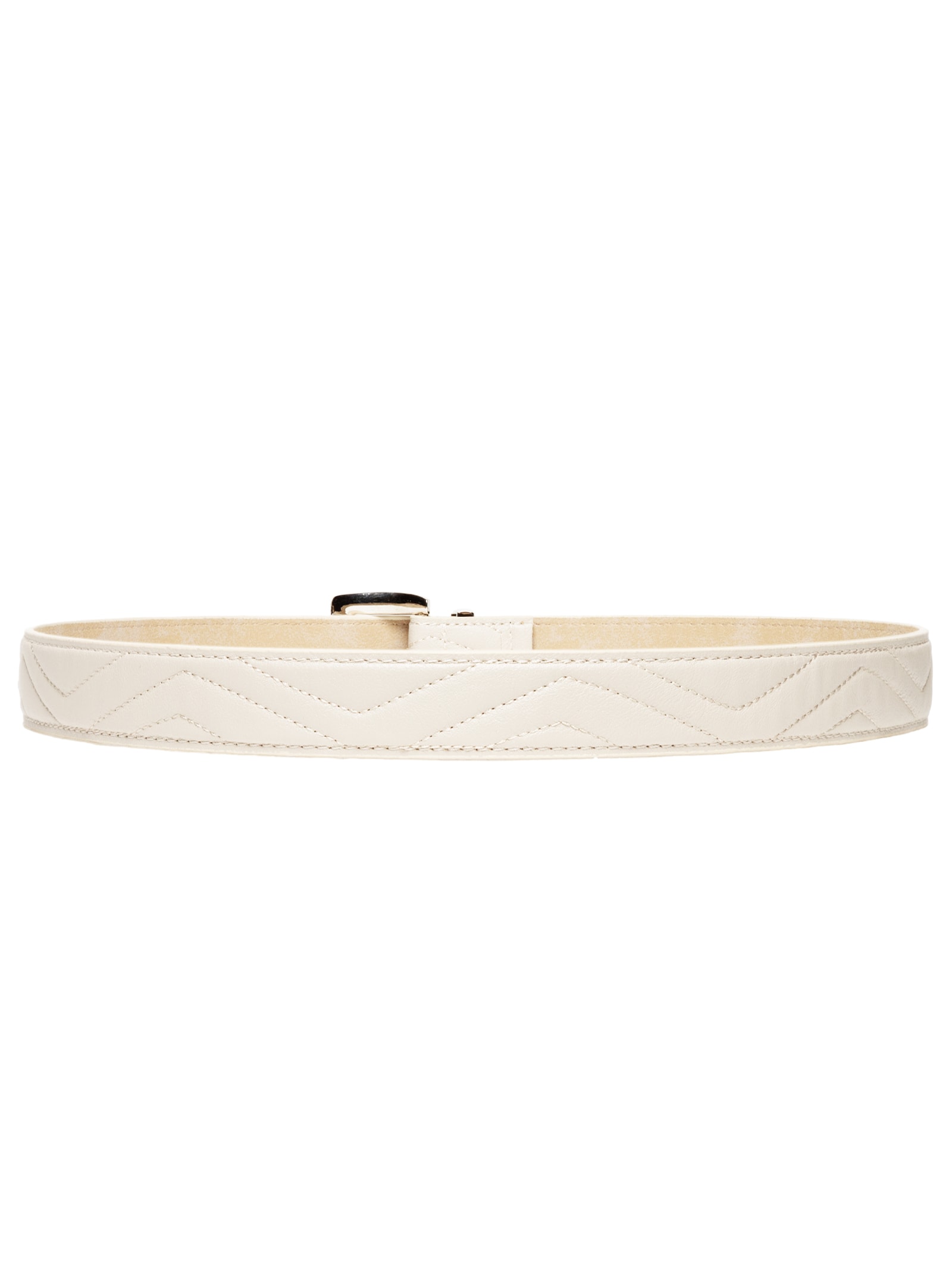 Cinto Feminino Pespontado Fivela Metalica Off White Basiq