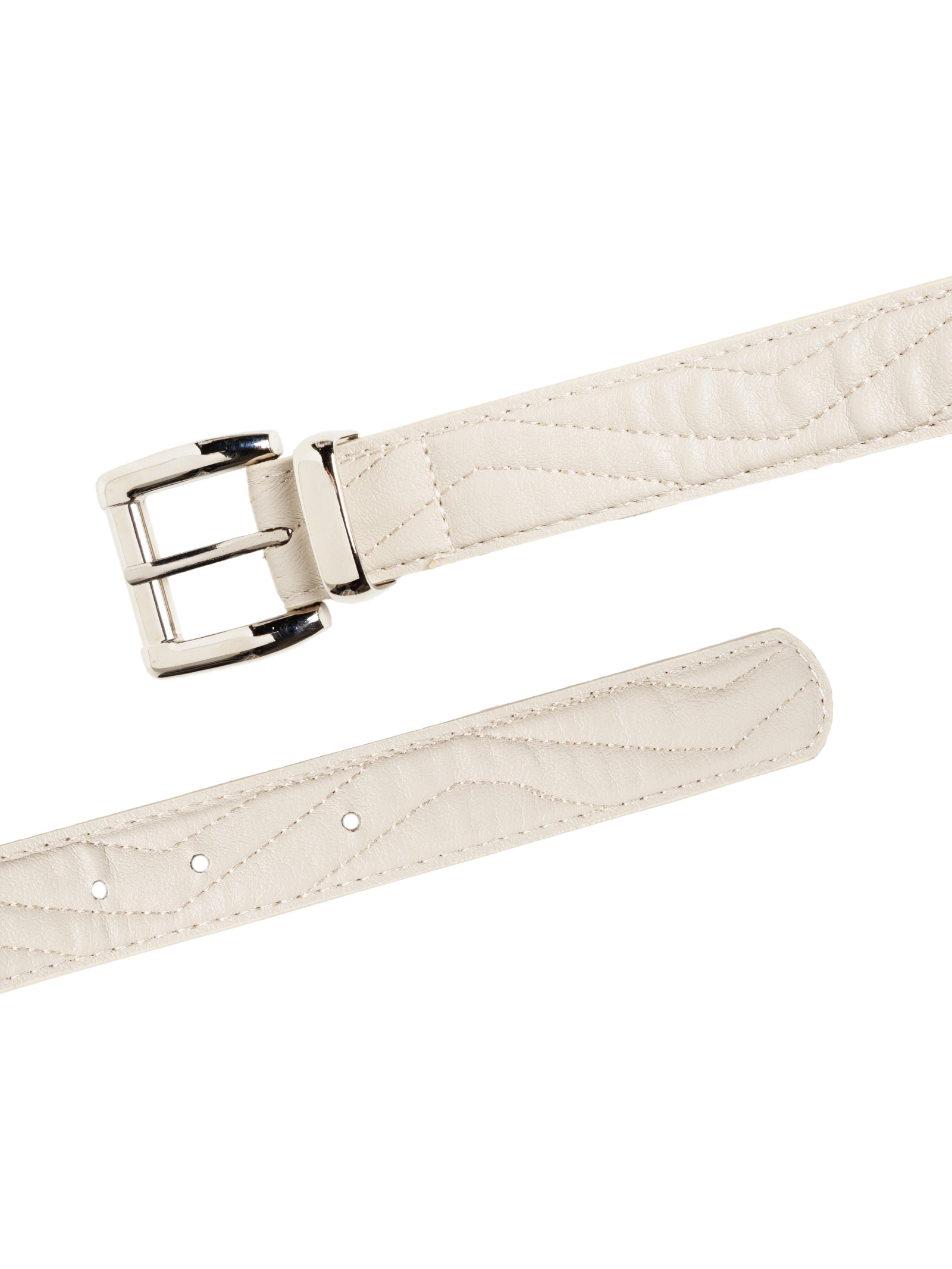 Cinto Feminino Pespontado Fivela Metalica Off White Basiq