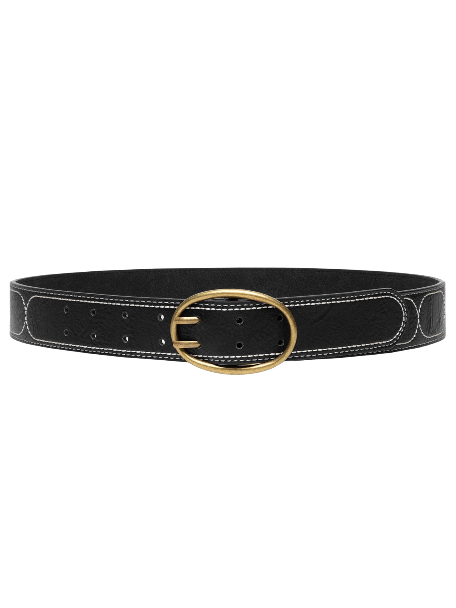 Cinto Feminino Pespontado Fivela  Metálica Preto Basiq