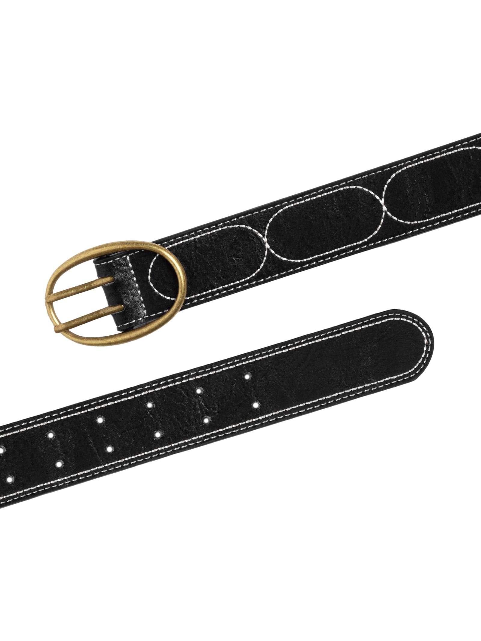 Cinto Feminino Pespontado Fivela  Metálica Preto Basiq