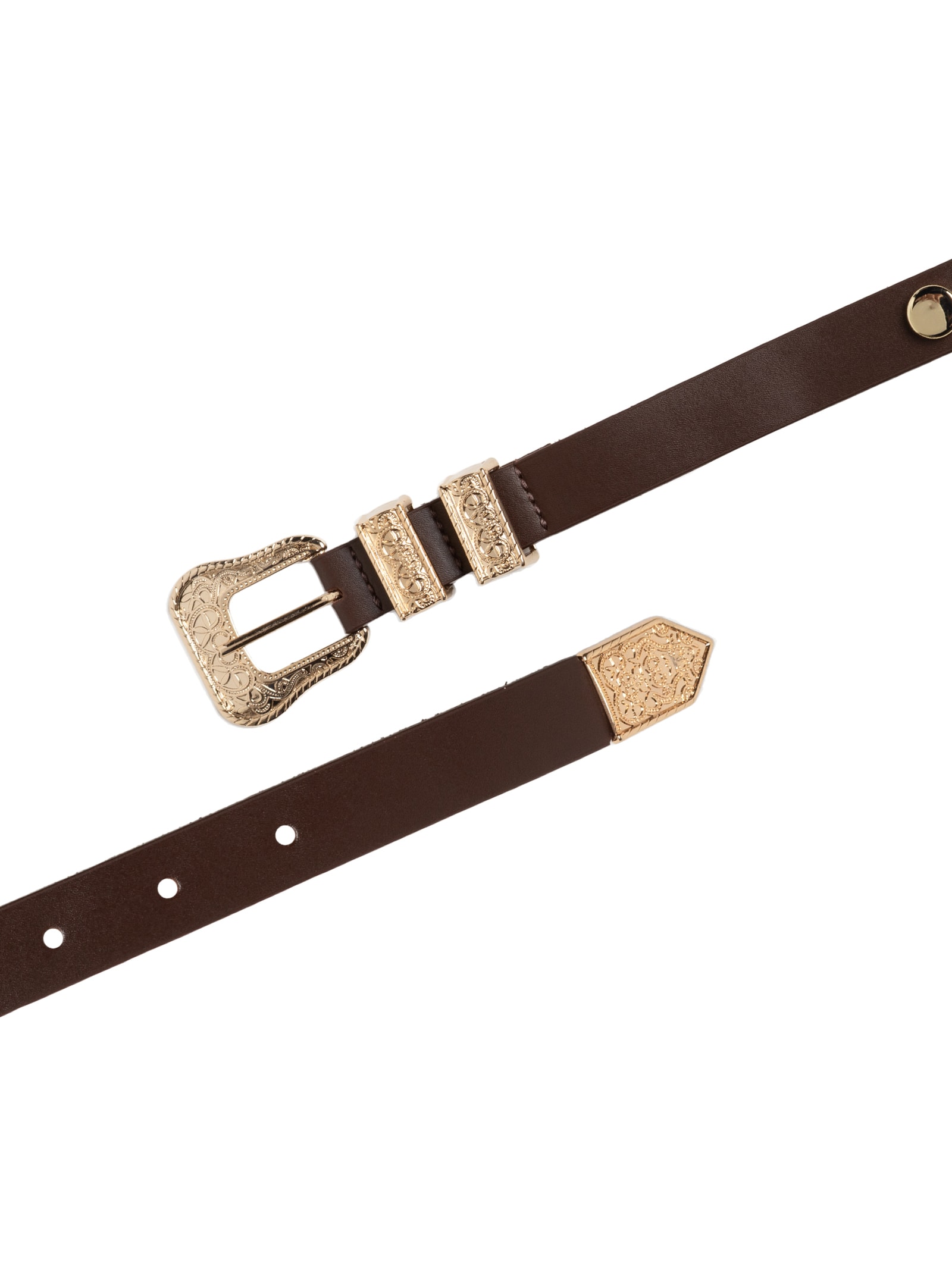 Cinto Feminino Soleta Café Enfeites Ouro Marrom Luiza Barcelos