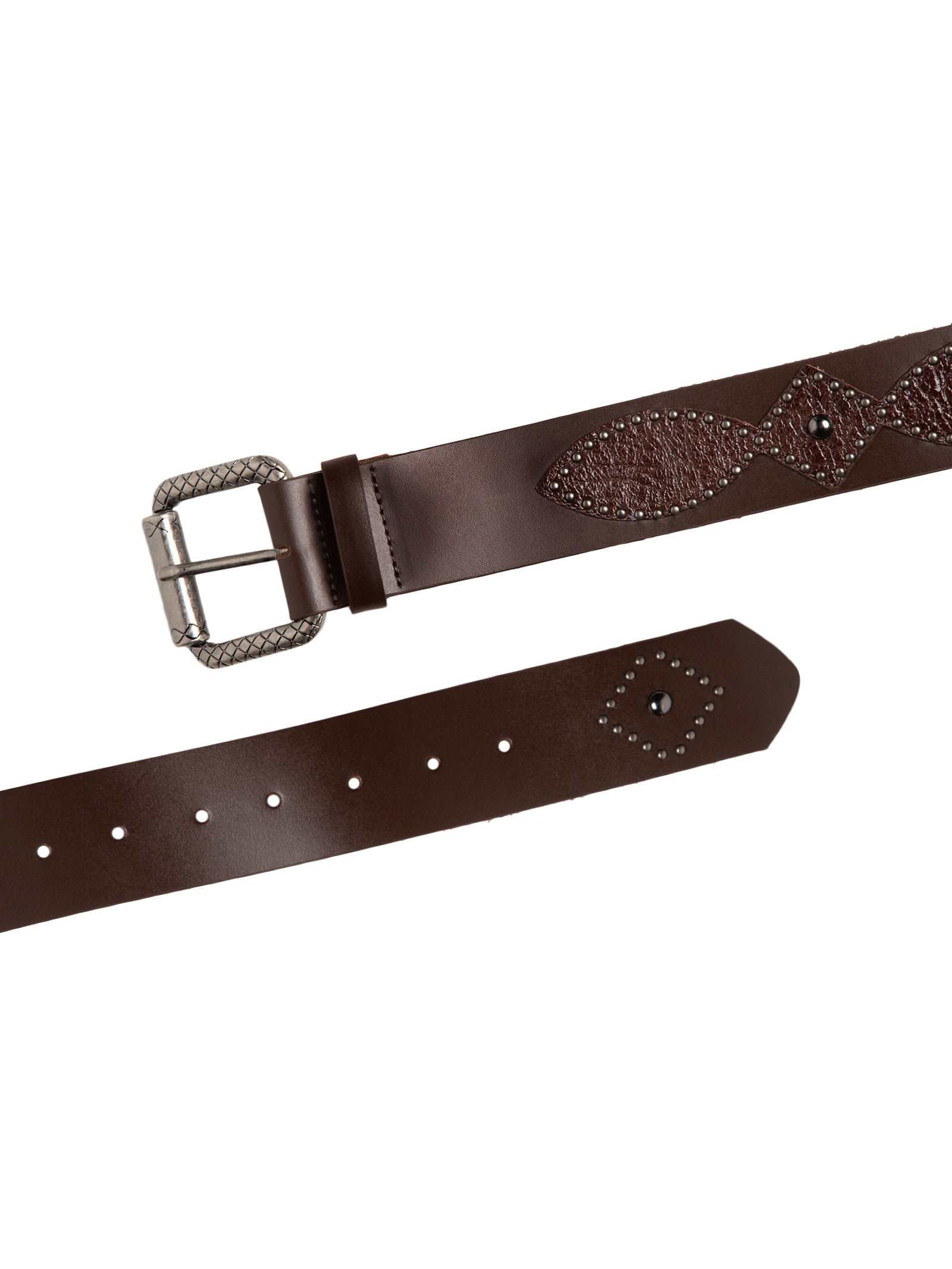 Cinto Feminino Soleta Café Enfeites Prata Velho Marrom Luiza Barcelos