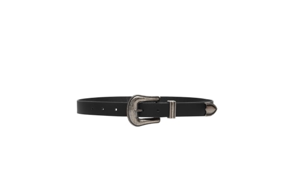 Cinto Feminino Soleta Enfeites Prata Velho - Preto