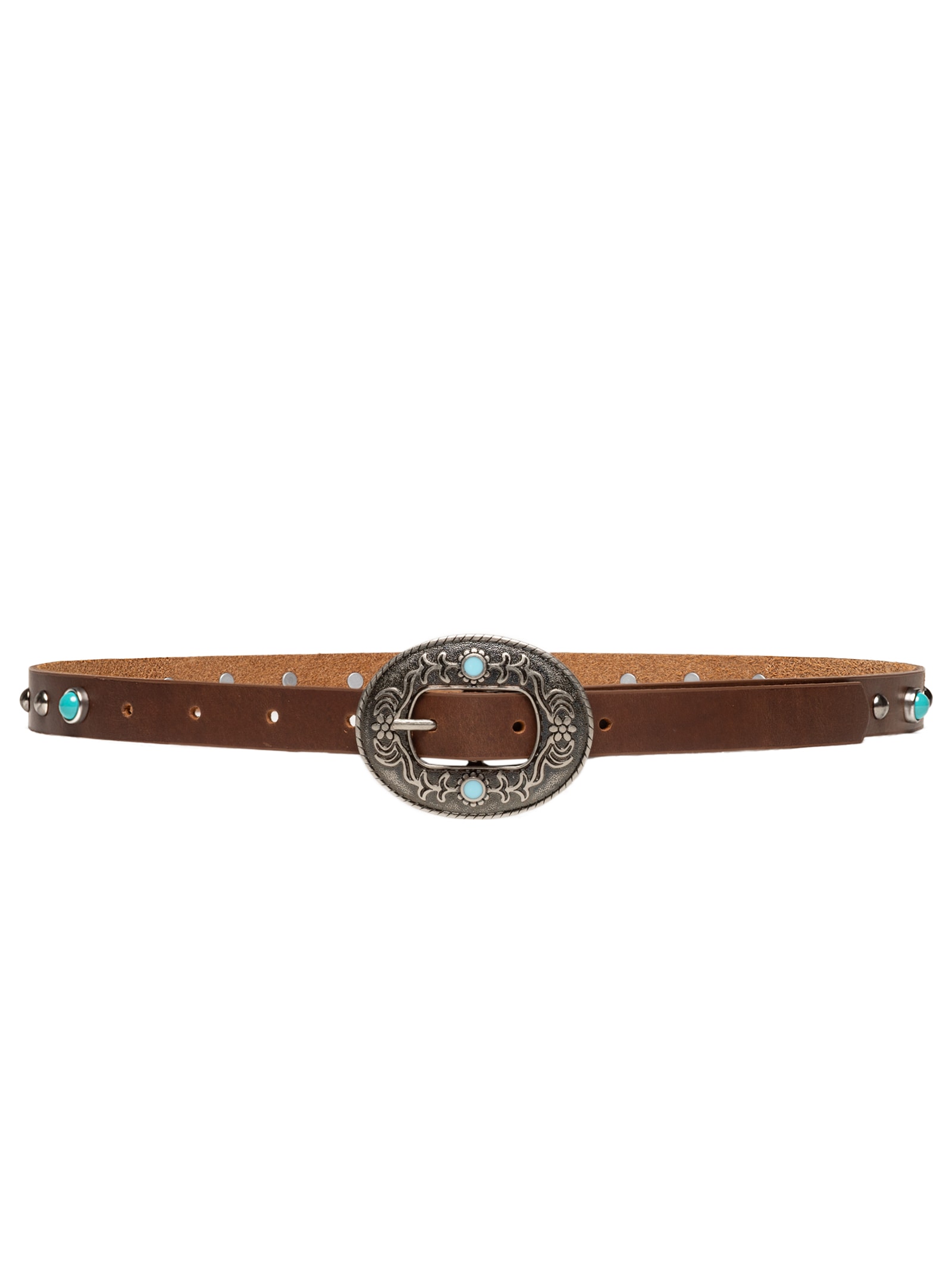 Cinto Feminino Soleta Graxo Cafe Enfeites Prata Velho Marrom  Luiza Barcelos