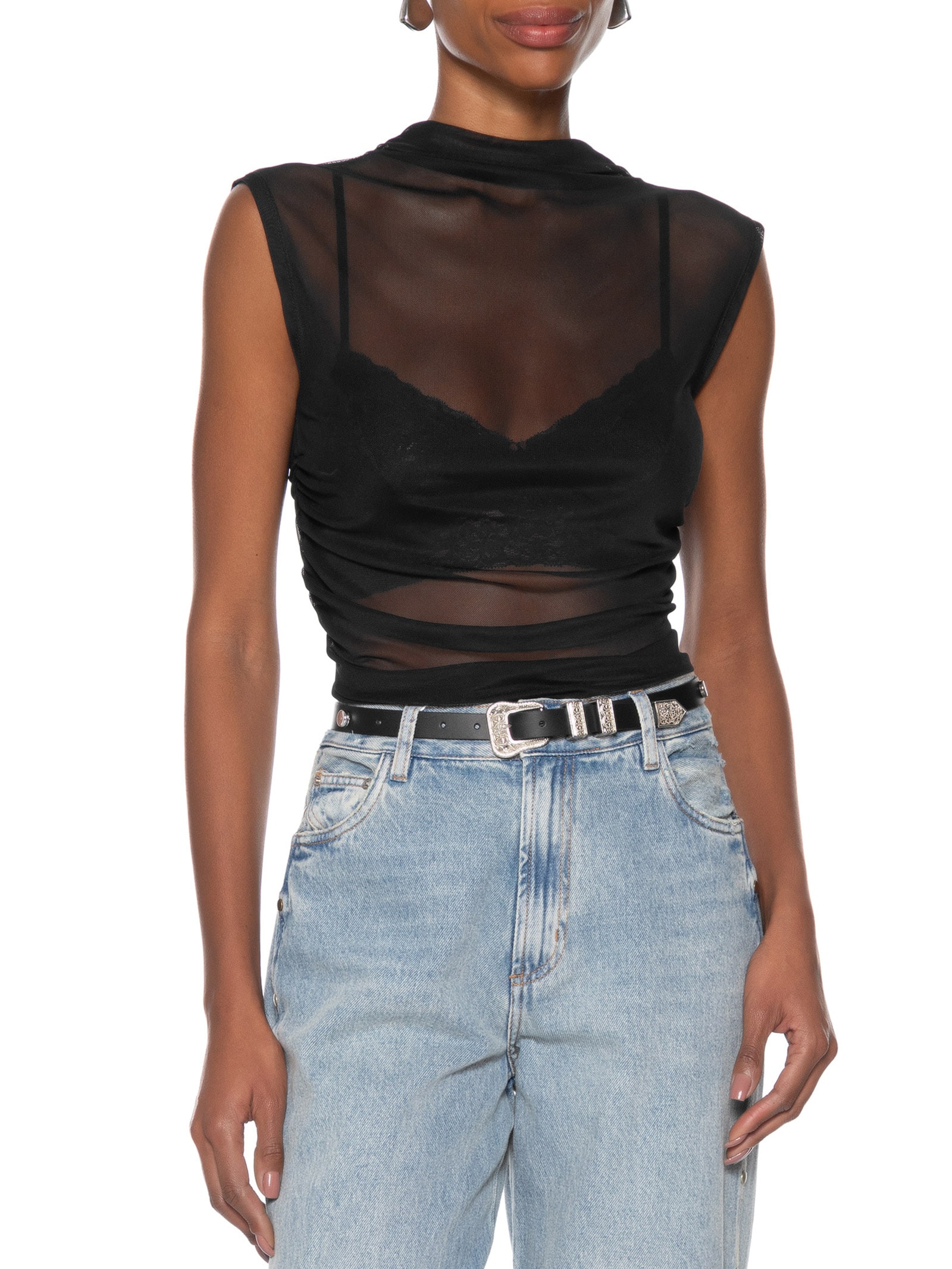 Cinto Feminino Soleta Preto Enfeites Niquel Preto Luiza Barcelos