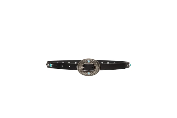 Cinto Feminino Soleta Preto Enfeites Prata Velho - Preto 