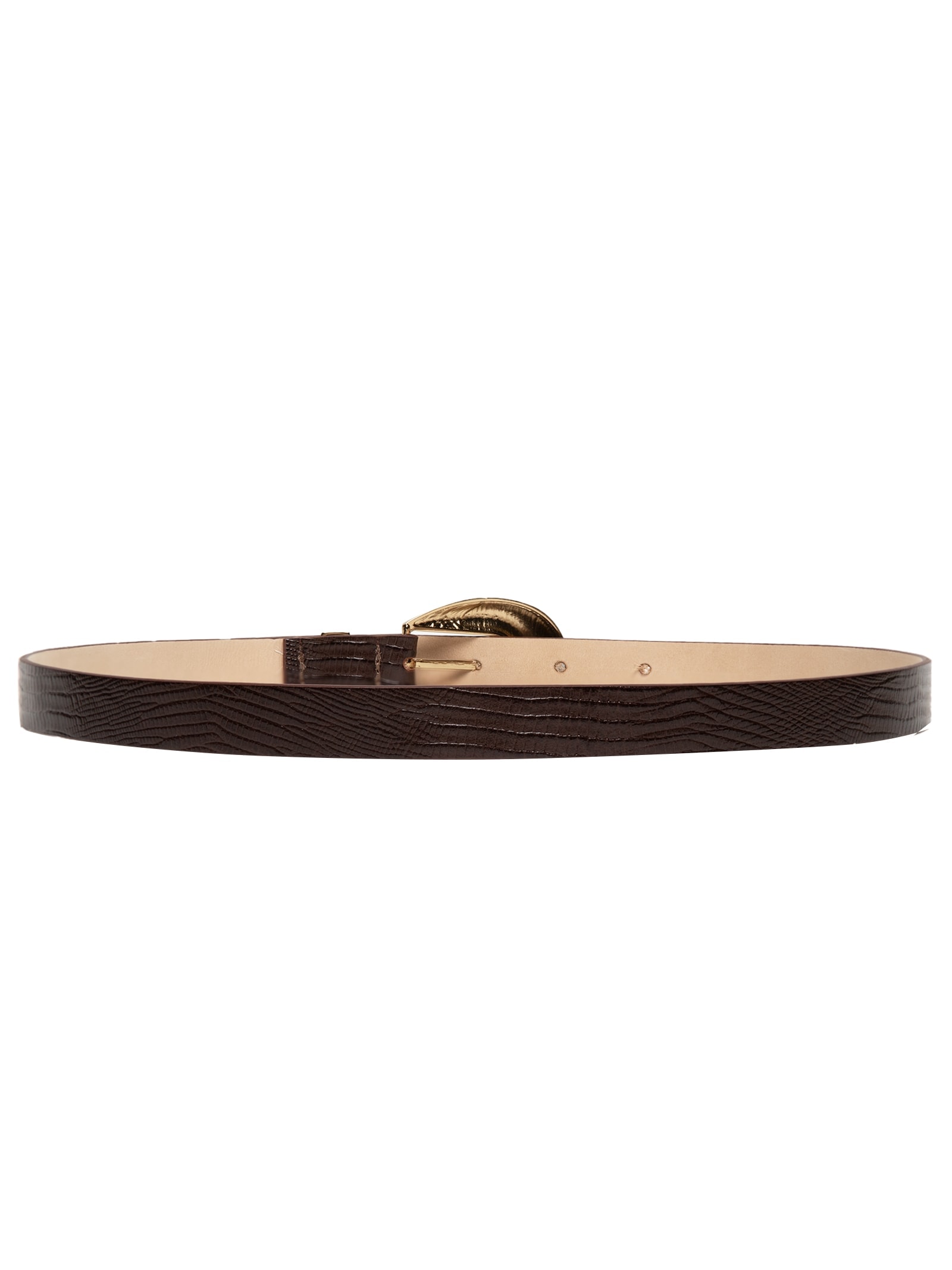 Cinto Feminino Texturizado Em Couro Com Fivela Maxi Marrom Market 33
