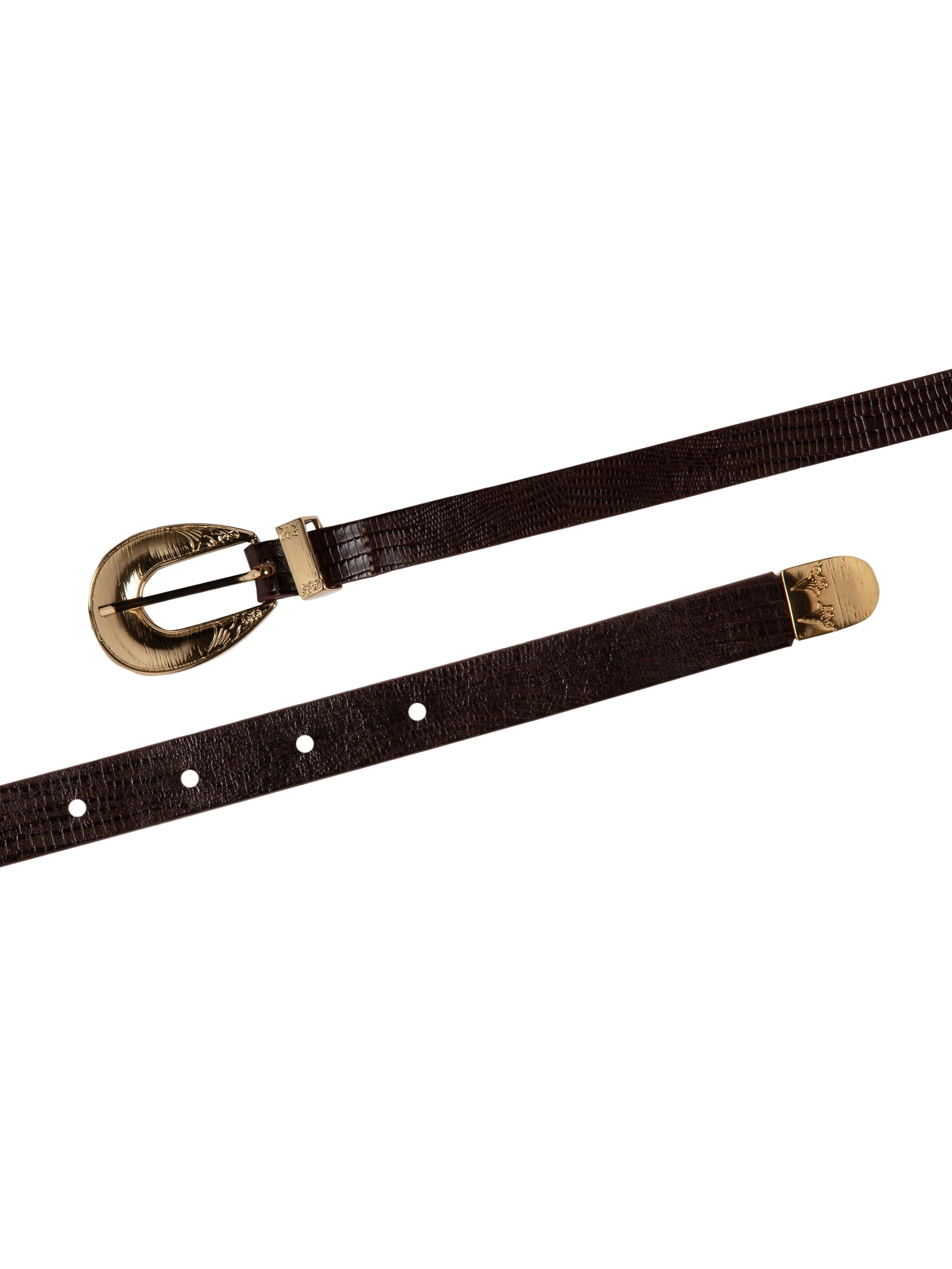 Cinto Feminino Texturizado Em Couro Com Fivela Maxi Marrom Market 33