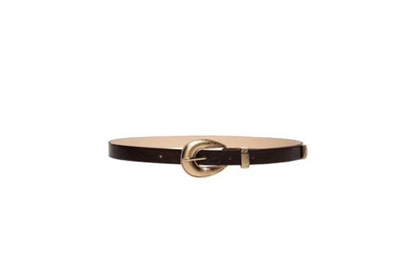 Cinto Feminino Texturizado Em Couro Com Fivela Maxi - Marrom