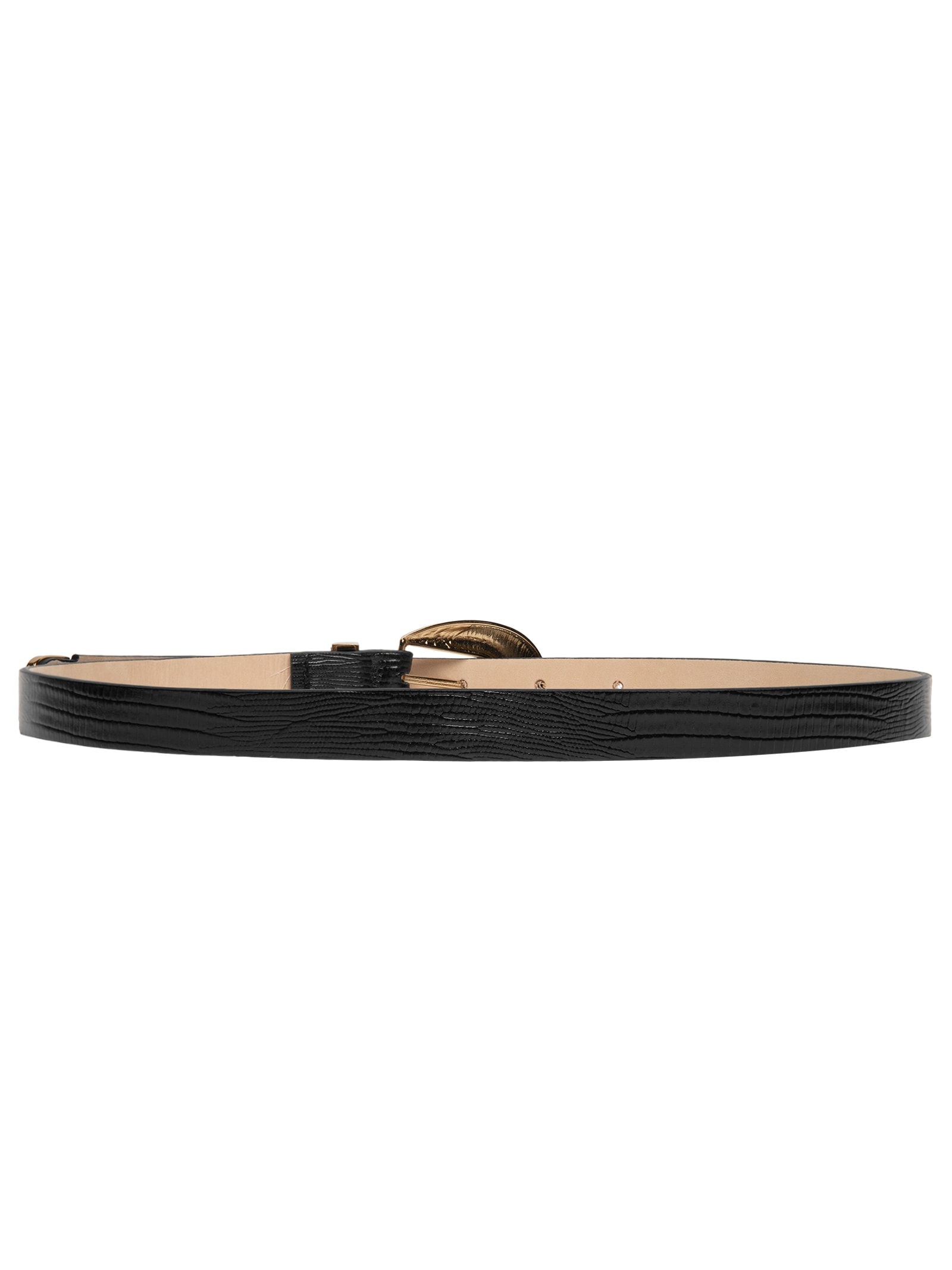 Cinto Feminino Texturizado Em Couro Com Fivela Maxi Preto Market 33