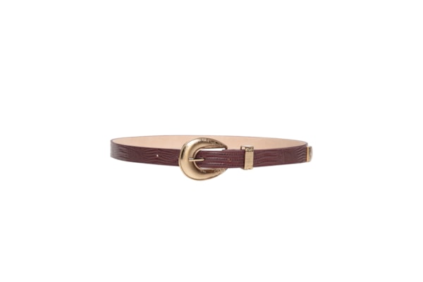Cinto Feminino Texturizado Em Couro Com Fivela Maxi - Vermelho