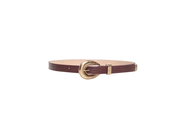 Cinto Feminino Texturizado Em Couro Com Fivela Maxi - Vermelho