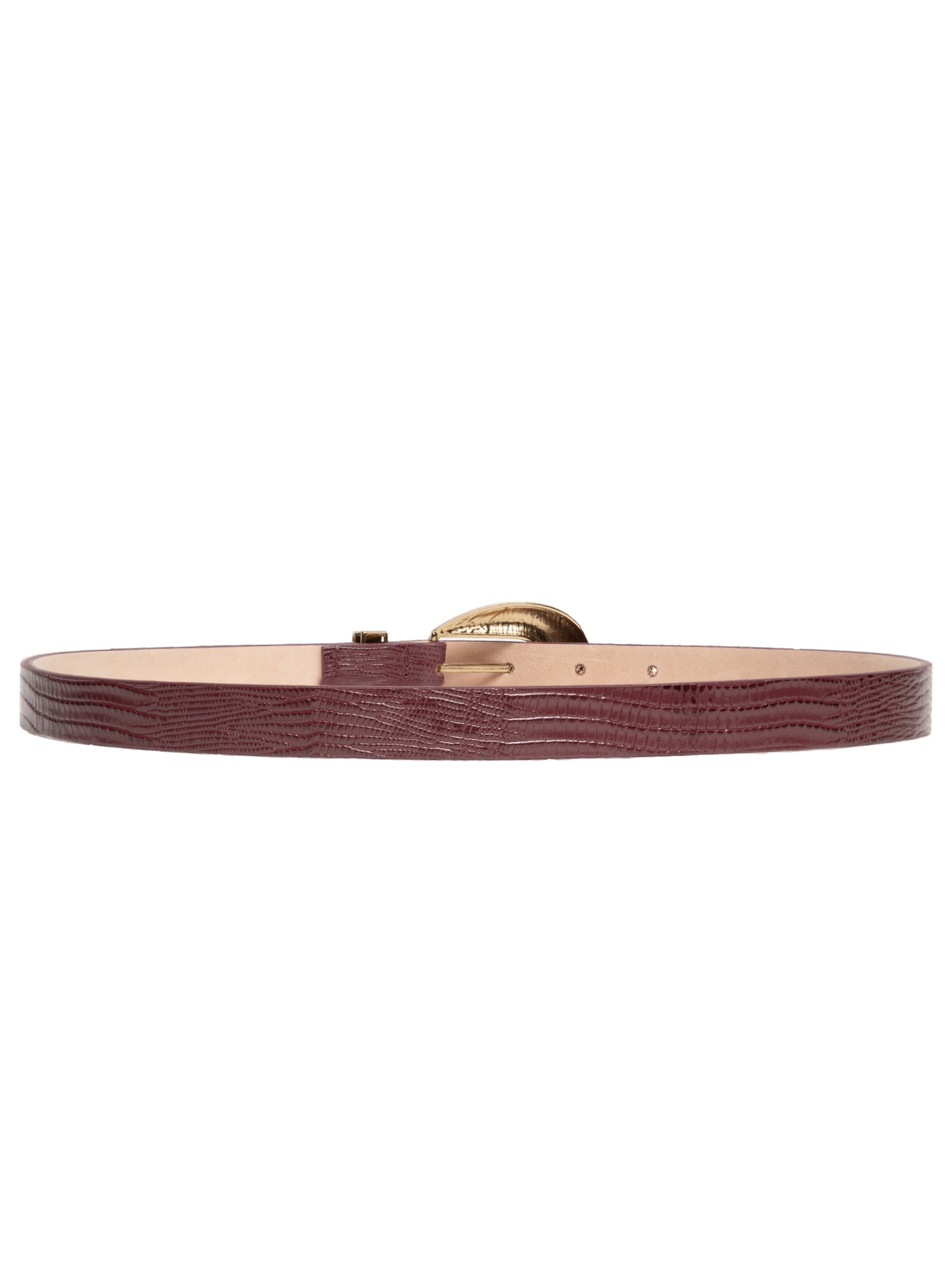 Cinto Feminino Texturizado Em Couro Com Fivela Maxi Vermelho Market 33