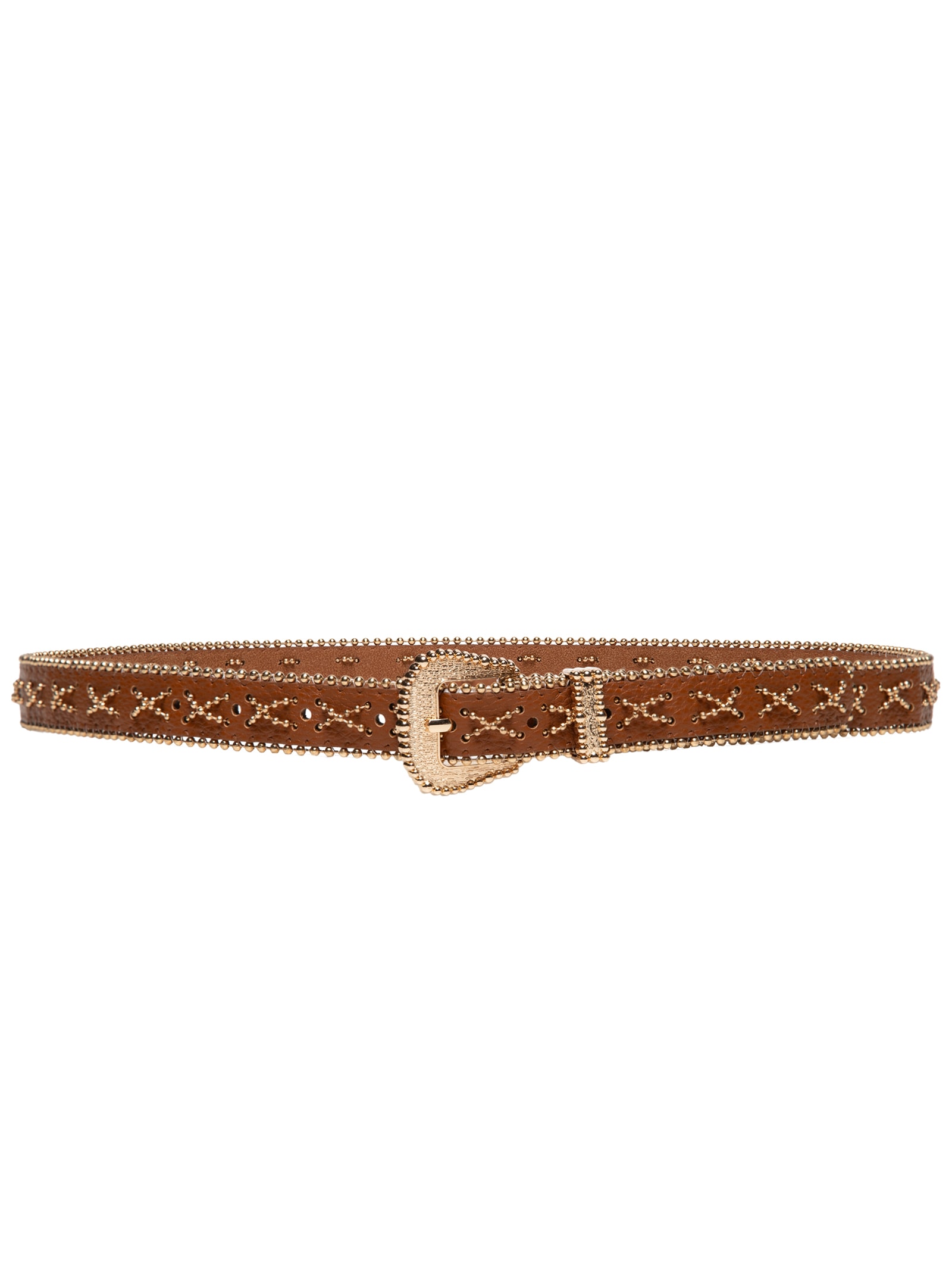 Cinto Feminino Trabalhado Com Tachinhas Marrom Market 33