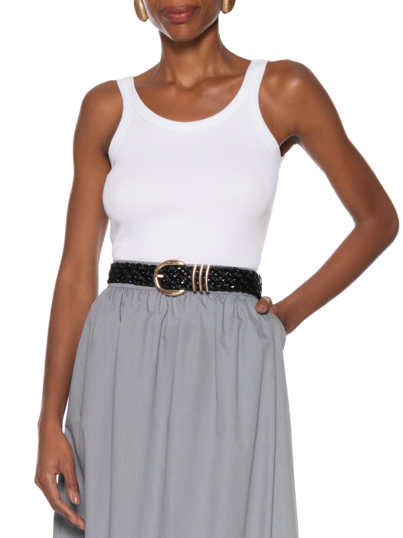 Cinto Feminino Trançado Com Fivela Metálica Preto Basiq