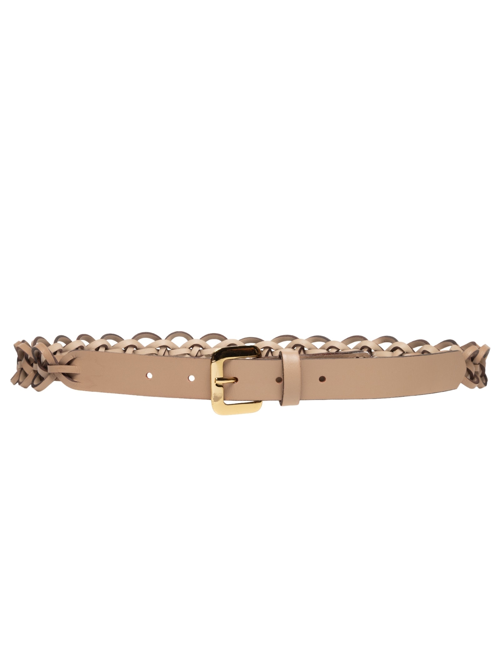 Cinto Feminino Trançado Com Fivela Quadrada Em Couro Bege '2Essential