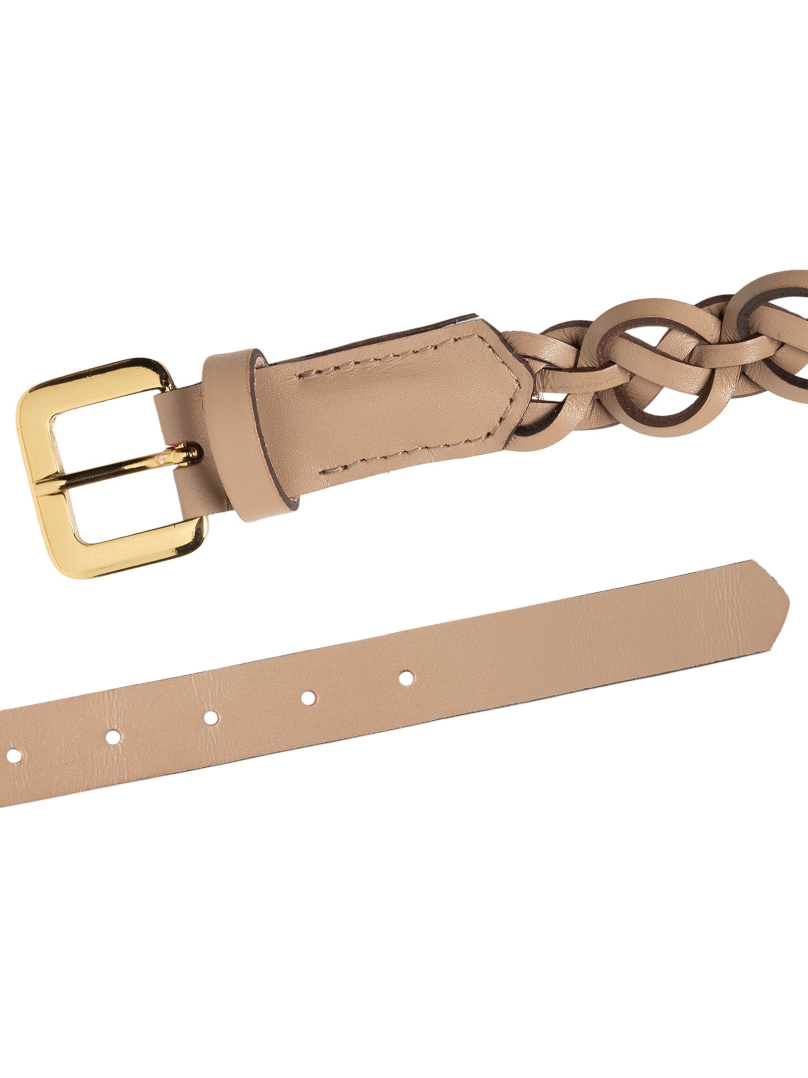 Cinto Feminino Trançado Com Fivela Quadrada Em Couro Marrom '2Essential