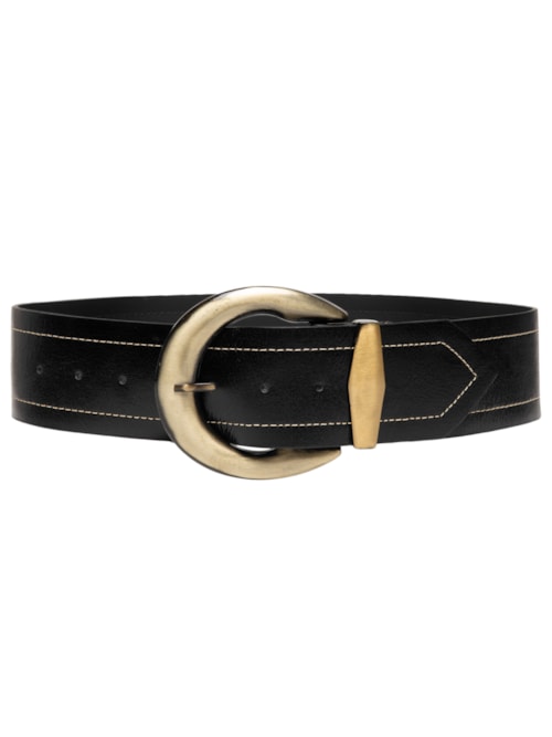 Cinto Grosso Feminino Em Couro – Preto