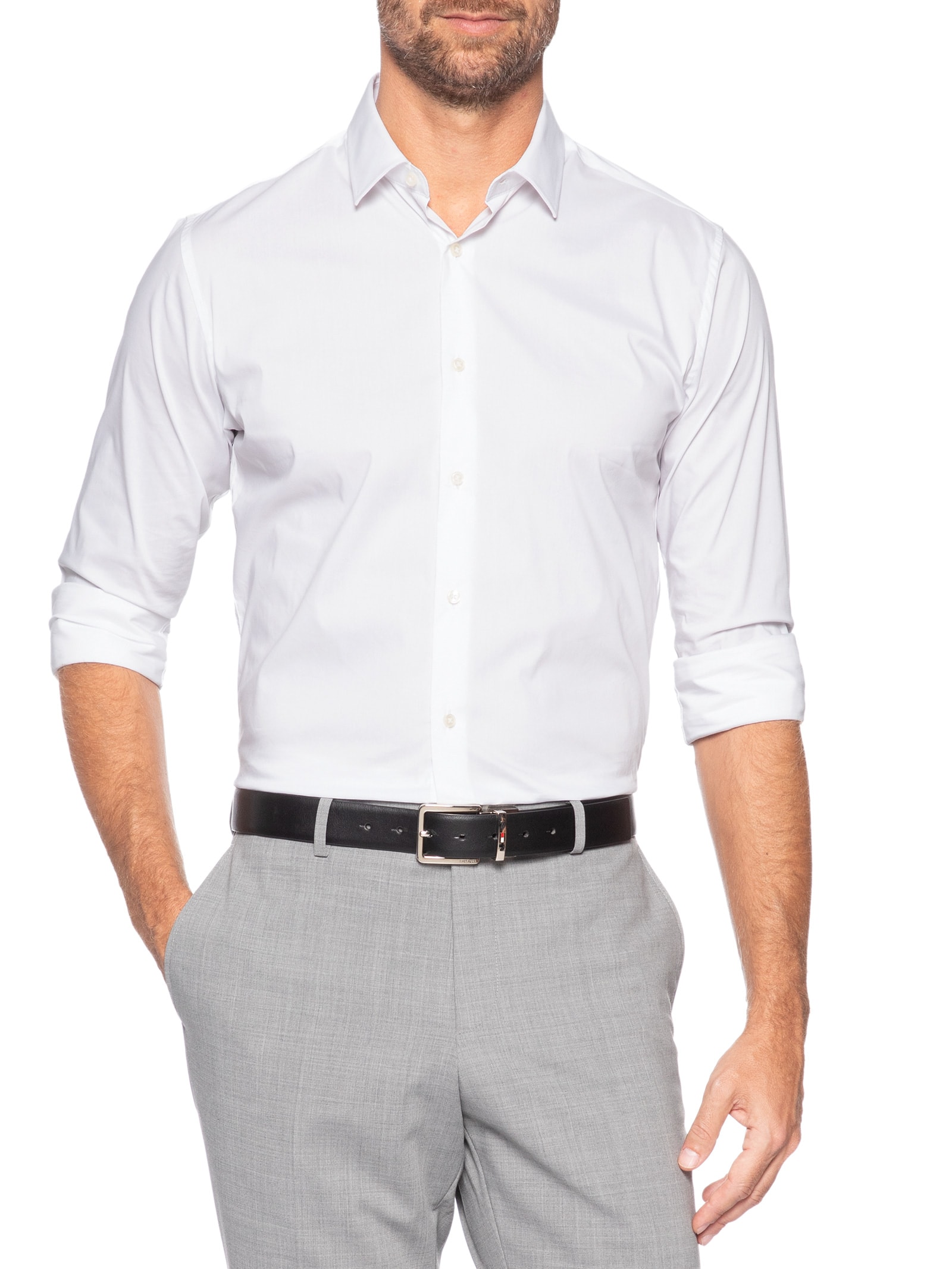 Cinto Masculino 4-em-1 Reversível Boxed em Couro Preto Tommy Hilfiger