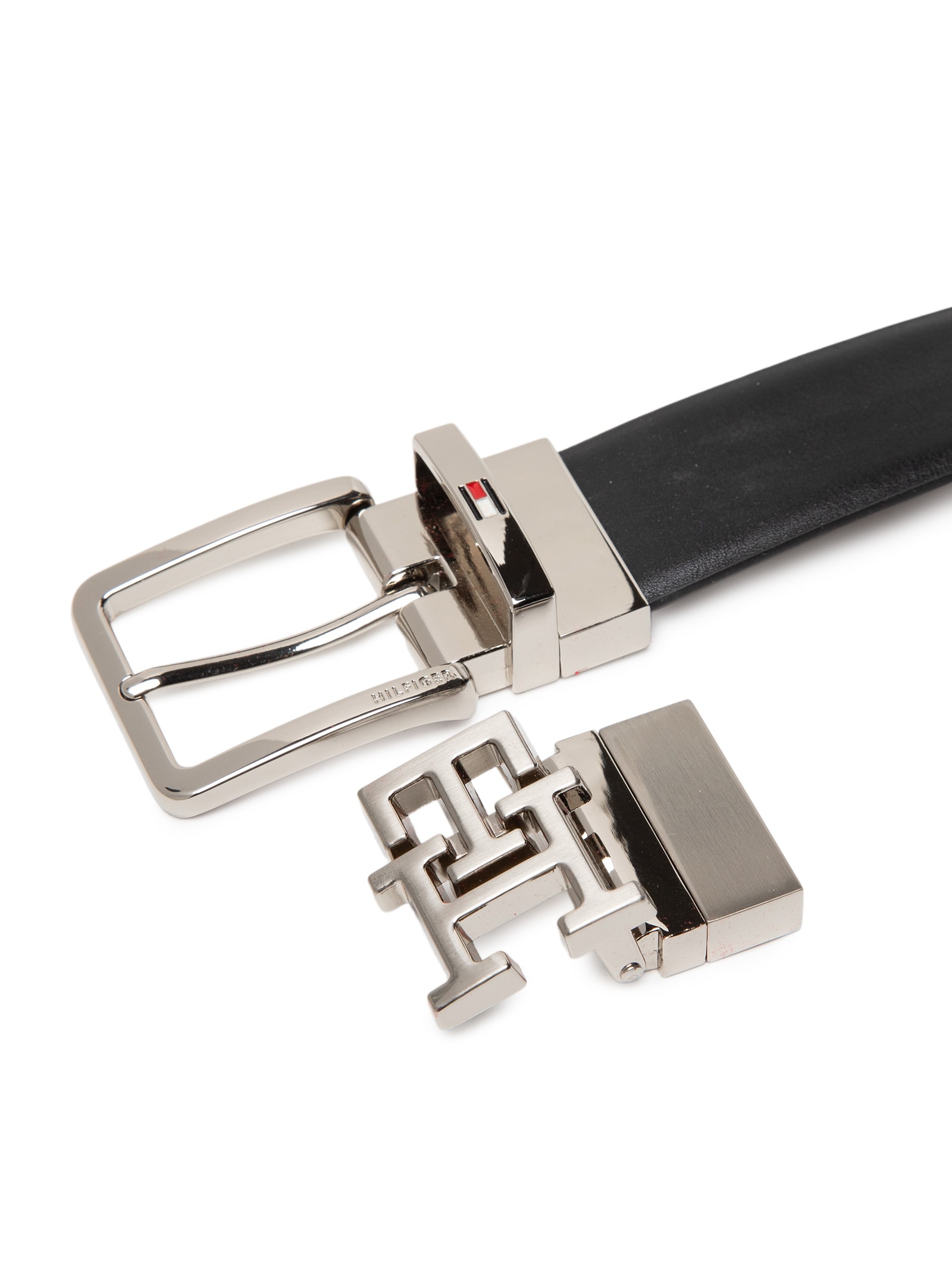 Cinto Masculino 4-em-1 Reversível Boxed em Couro Preto Tommy Hilfiger