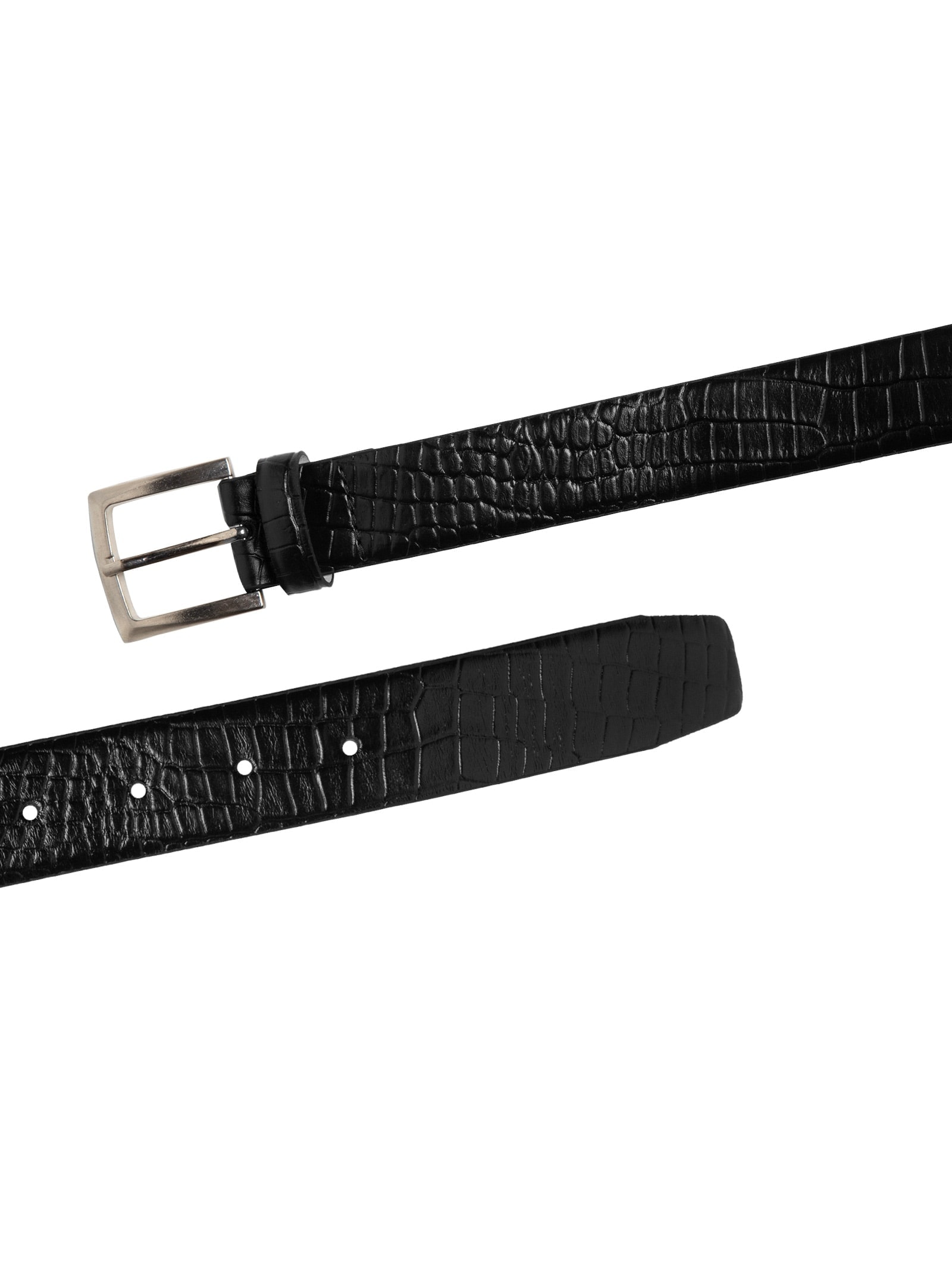 Cinto Masculino Casual Croco Em Couro Preto '2 Essential