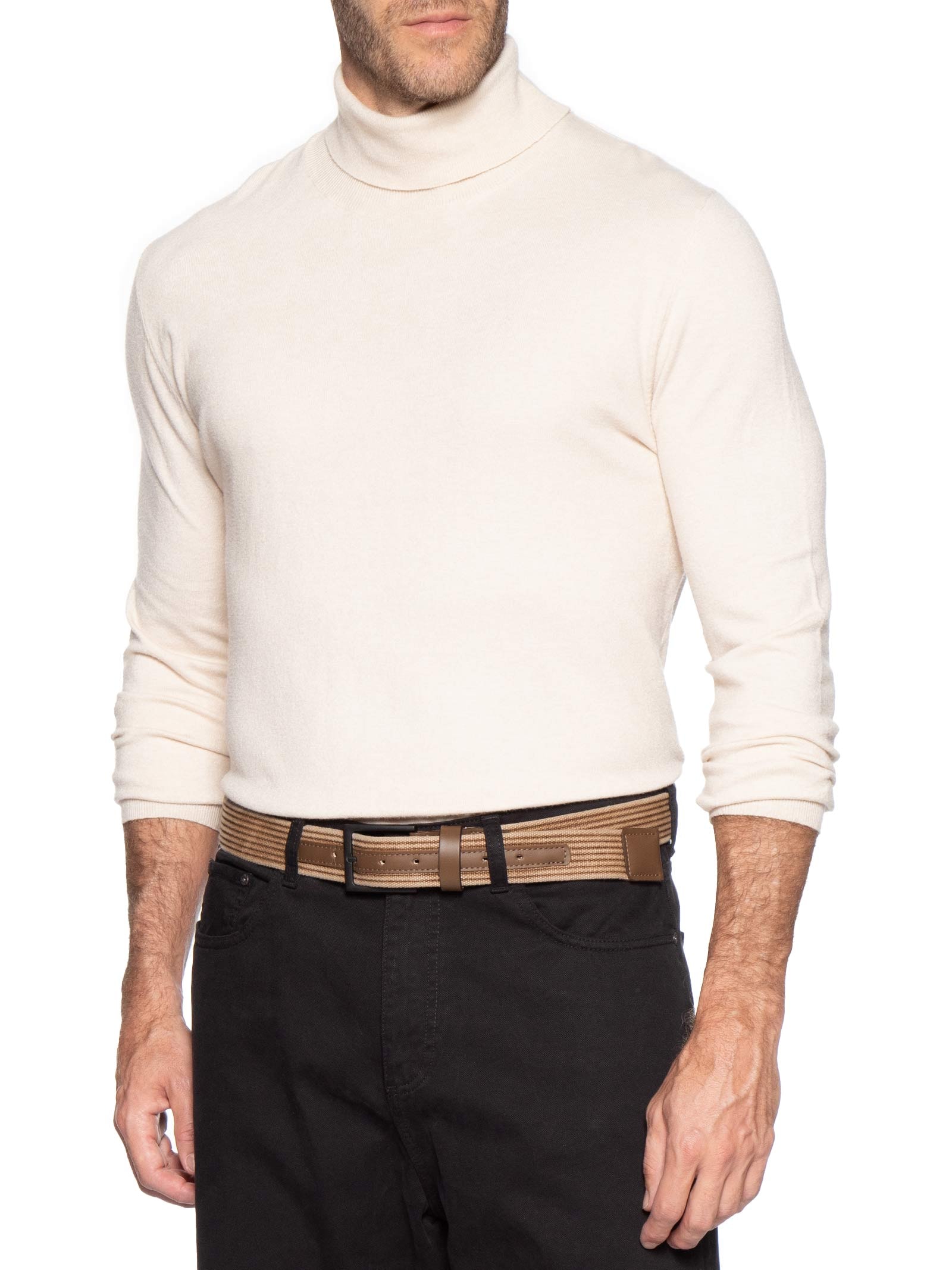 Cinto Masculino Casual Em Cadarço Com Detalhe Em Couro Bege '2 Essential