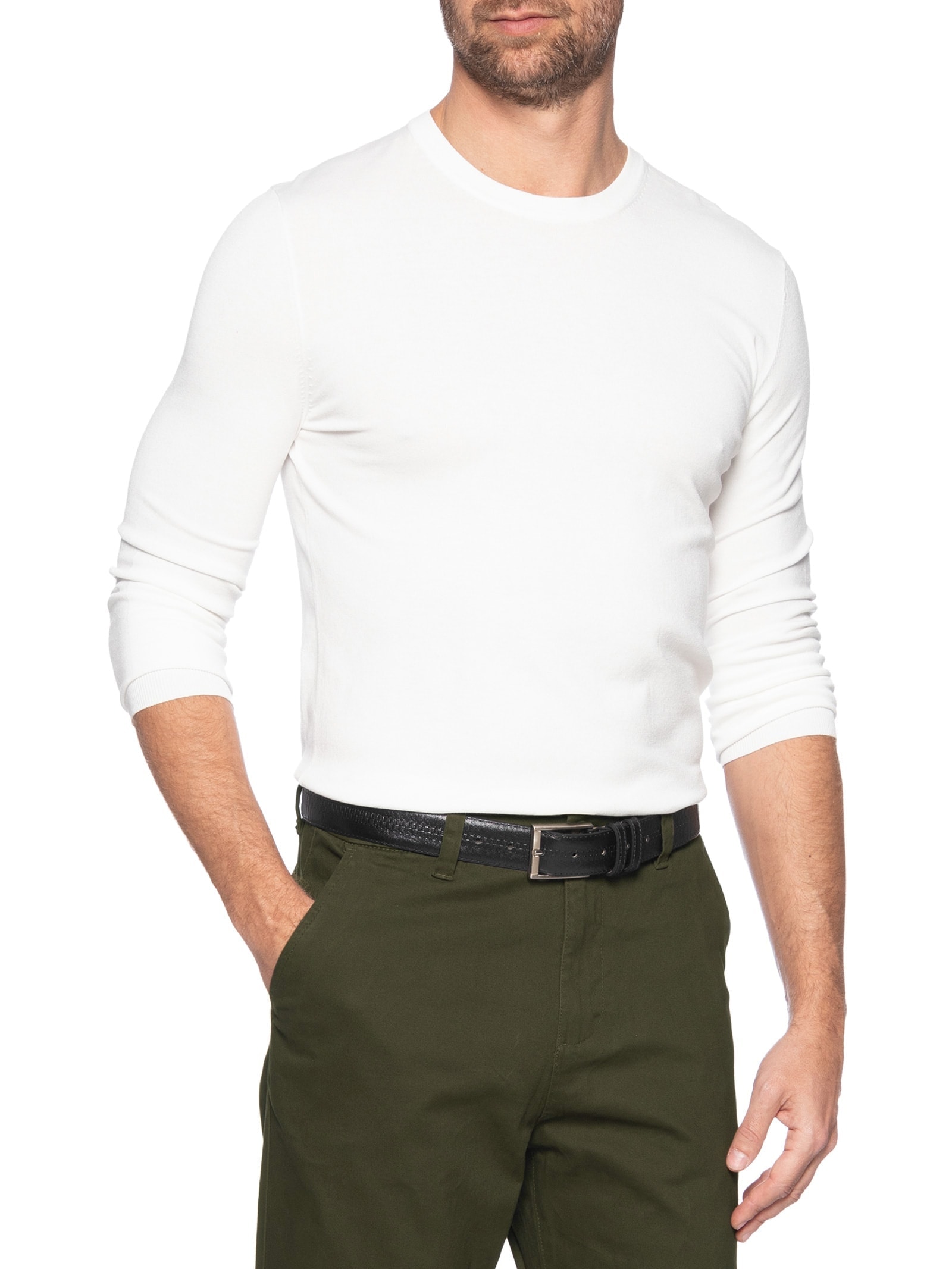 Cinto Masculino Casual Em Couro Legítimo Preto '2 Essential