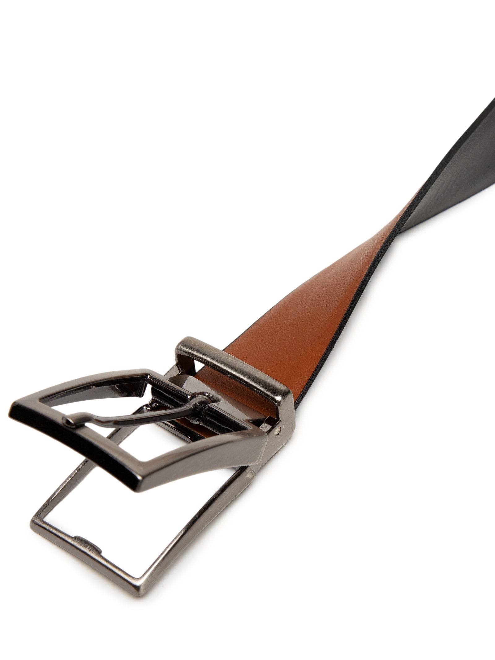 Cinto Masculino Casual Em Couro Legítimo Reversível Preto '2 Essential