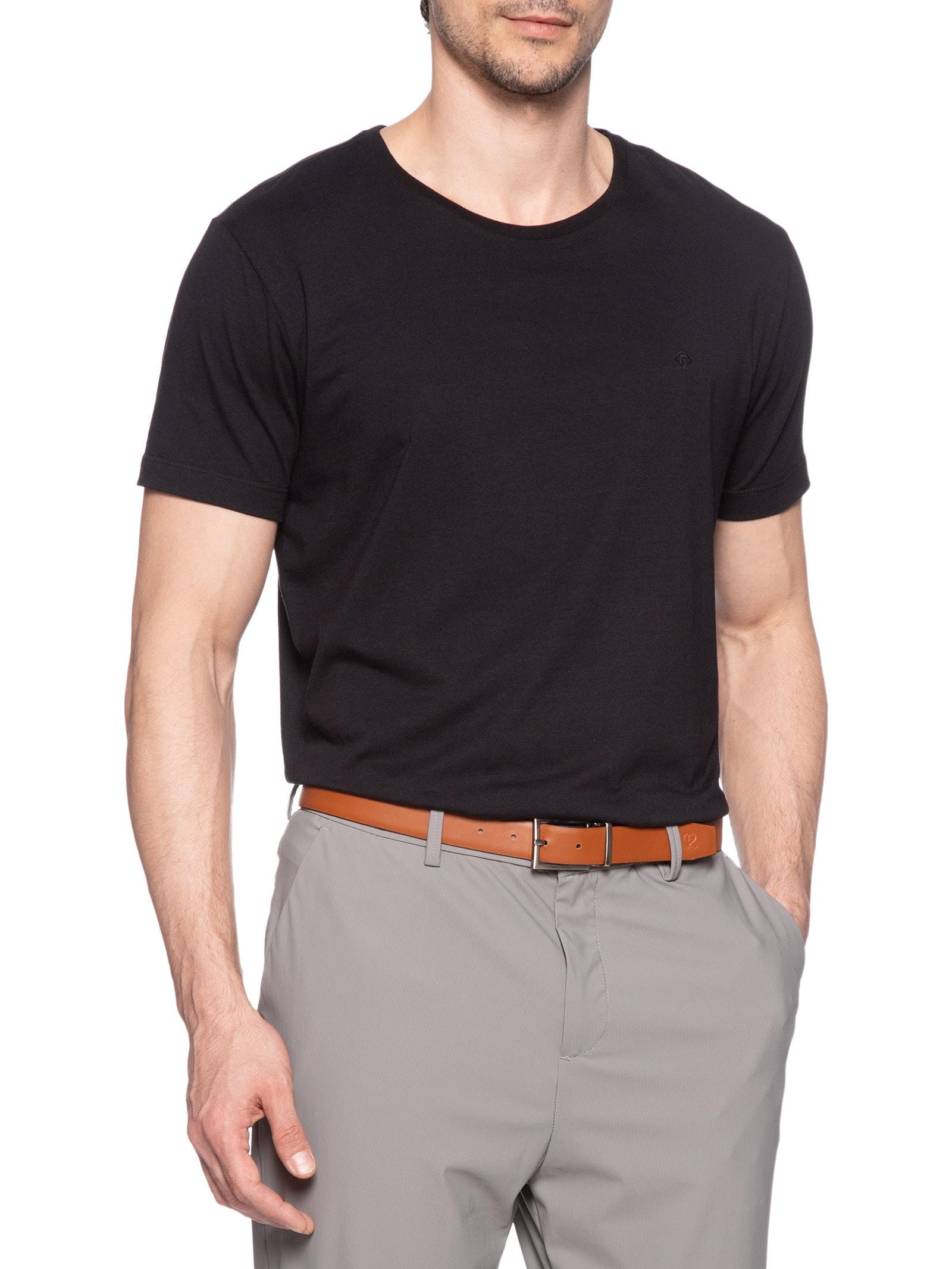 Cinto Masculino Casual Em Couro Legítimo Reversível Preto '2 Essential