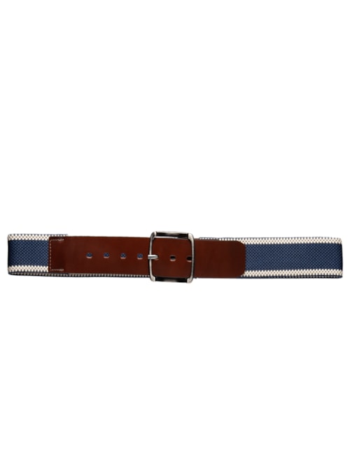 Cinto Masculino Casual Em Tecido Com Fivela Em Couro – Azul