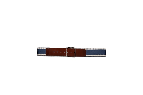 Cinto Masculino Casual Em Tecido Com Fivela Em Couro – Azul