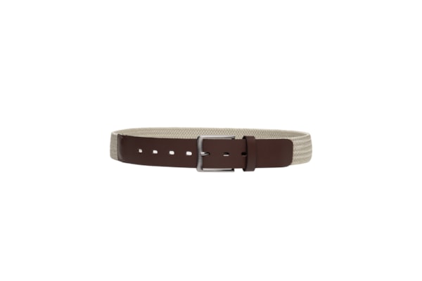 Cinto Masculino Casual Em Tecido Com Fivela Em Couro – Bege