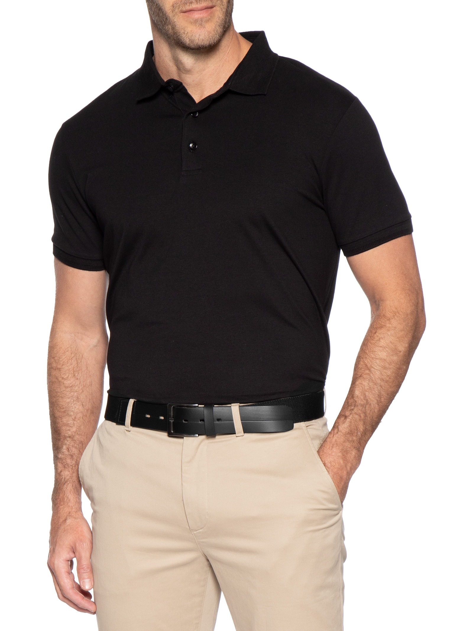 Cinto Masculino Com Textura Em Couro Legítimo Preto '2 Essential