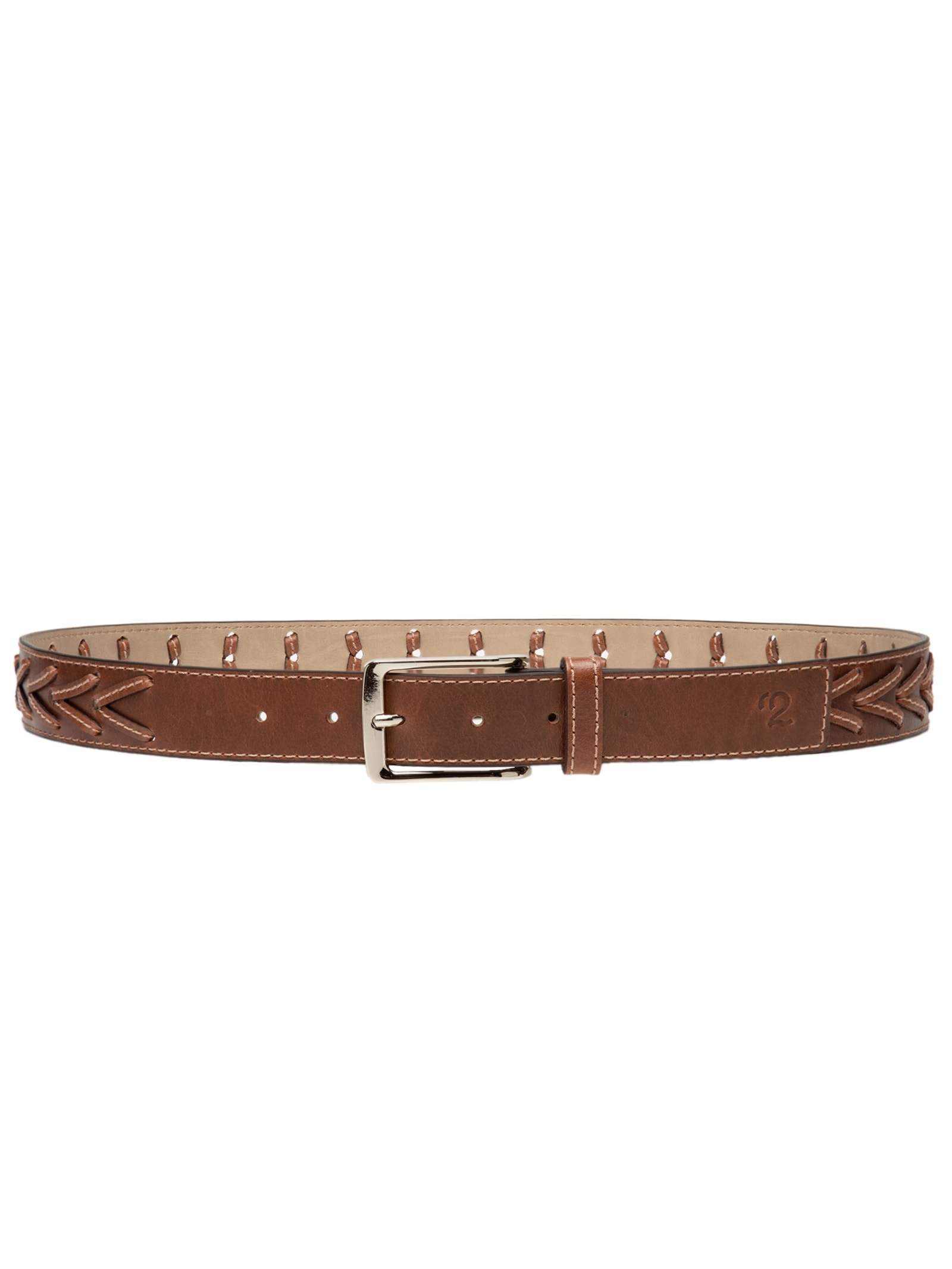 Cinto Masculino Com Trançado Em Couro Legítimo Marrom '2 Essential