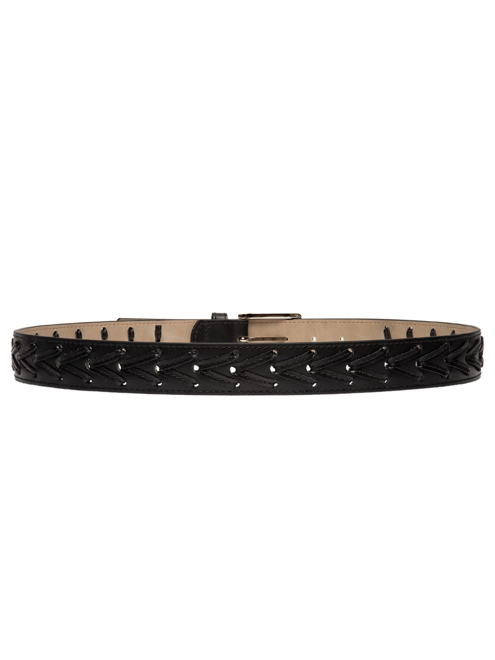 Cinto Masculino Com Trançado Em Couro Legítimo Preto '2 Essential